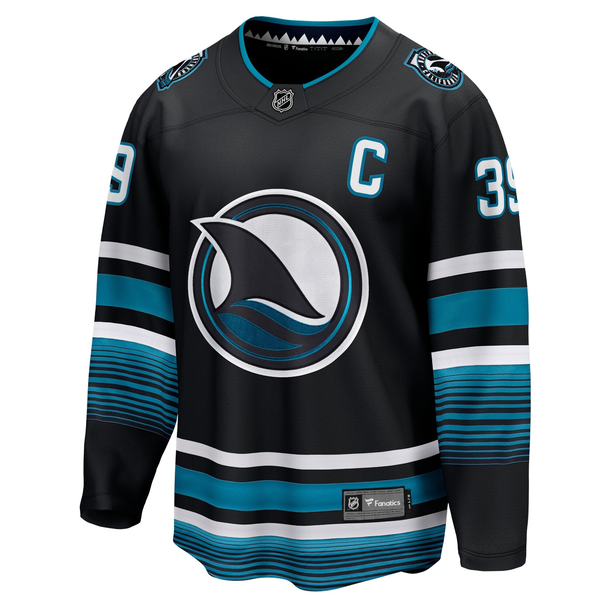 Alternative view of Men's San Jose Sharks Logan Couture Black Alternate Premier Breakaway Player Hockey Jersey - JS328 