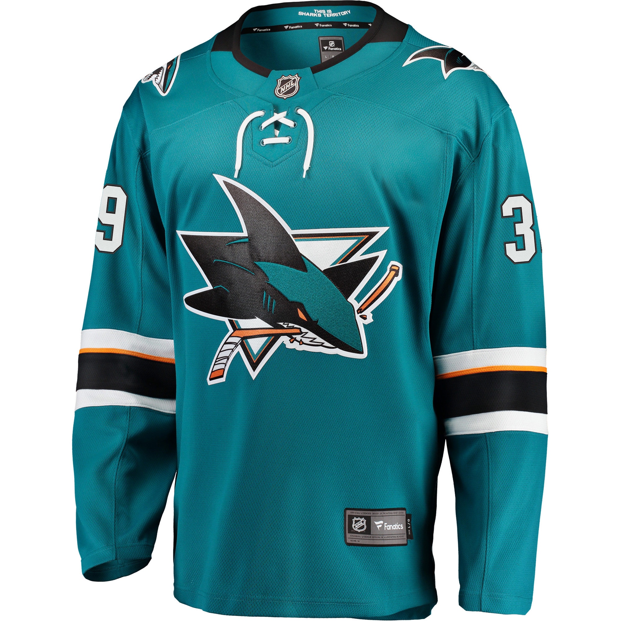 Alternative view of Men's San Jose Sharks Logan Couture Teal 2021/22 Home Premier Breakaway Player Hockey Jersey - JS152 