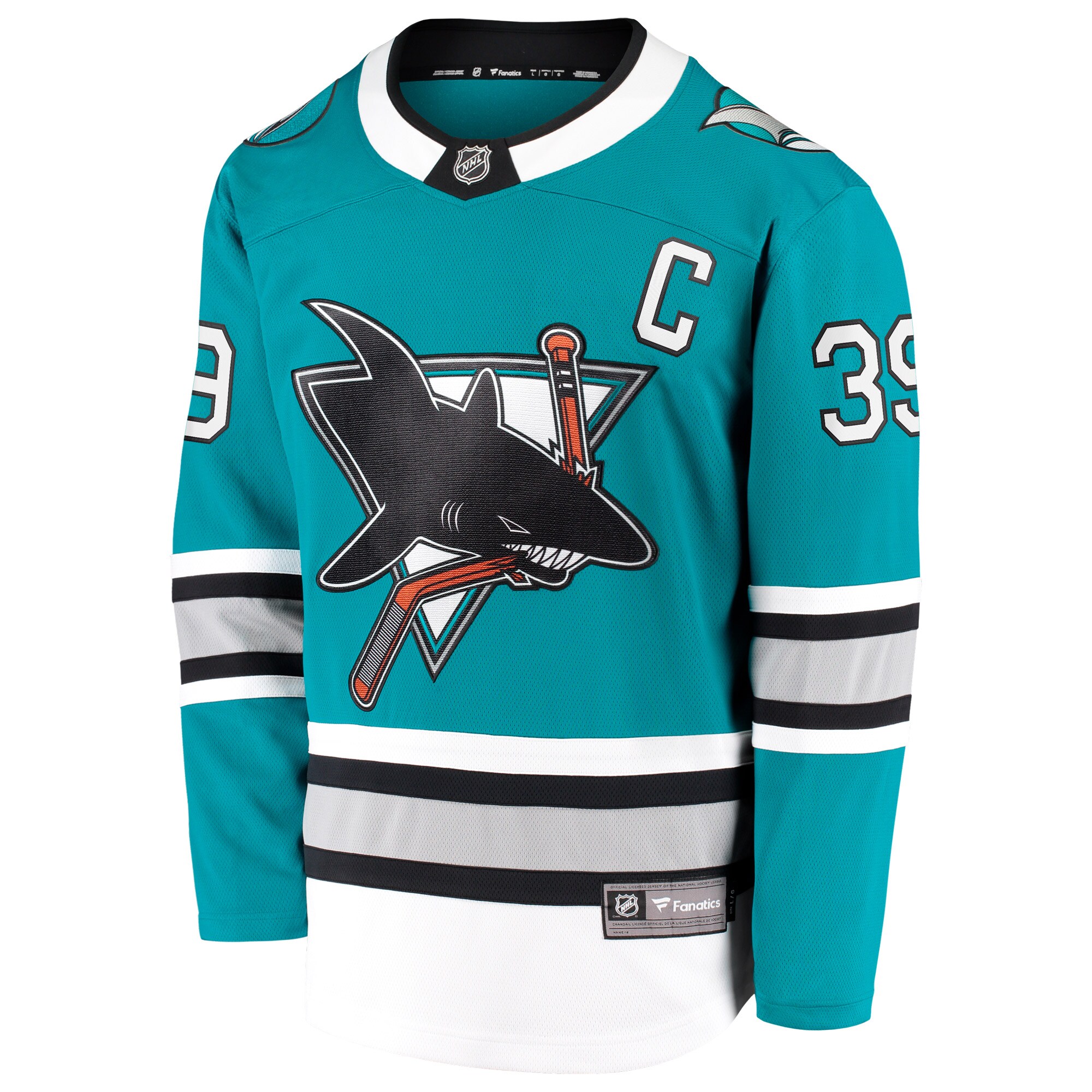 Alternative view of Men's San Jose Sharks Logan Couture Teal 30th Anniversary Premier Breakaway Player Hockey Jersey - JS811 
