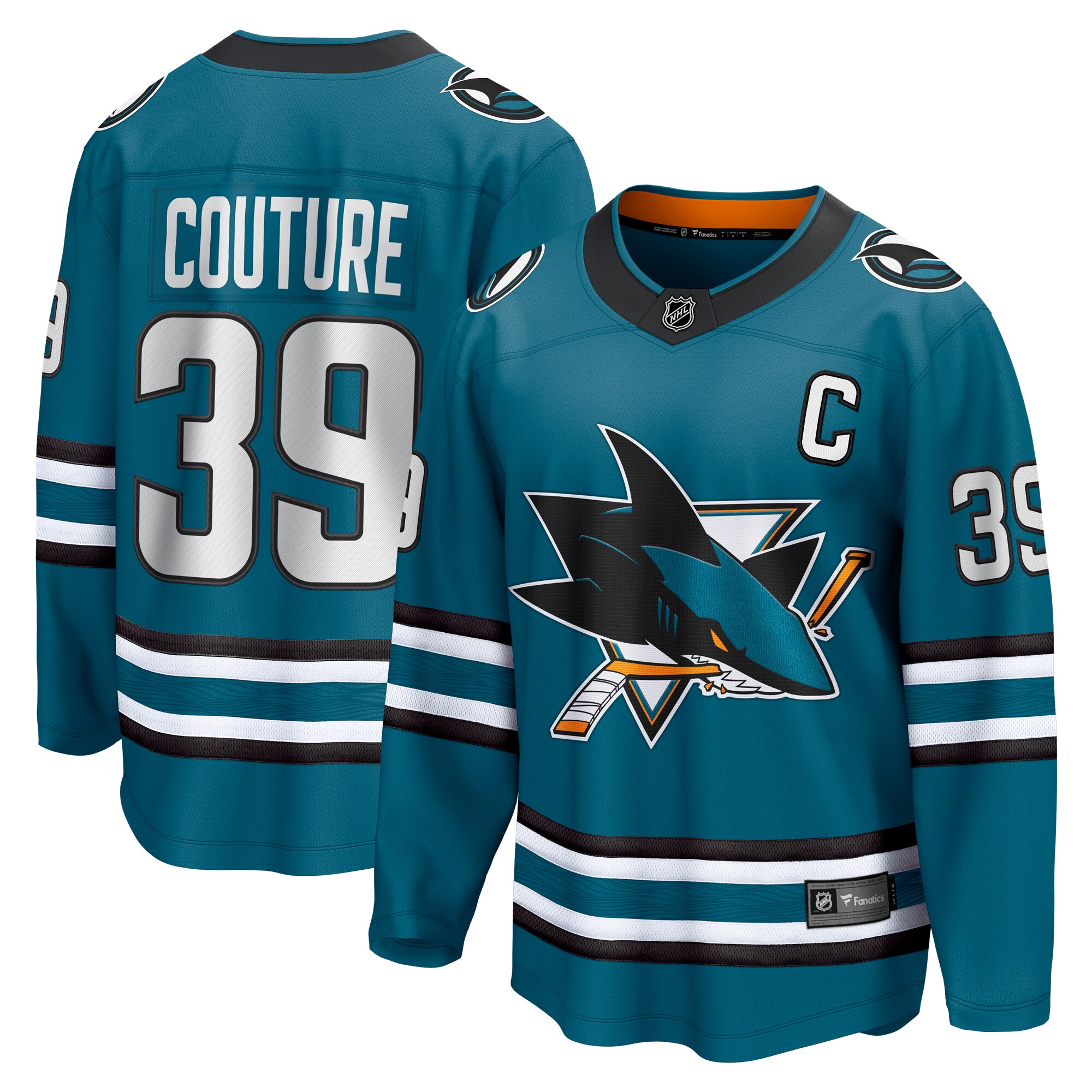 Men's San Jose Sharks Logan Couture Teal Home Breakaway Hockey Jersey - JS488 