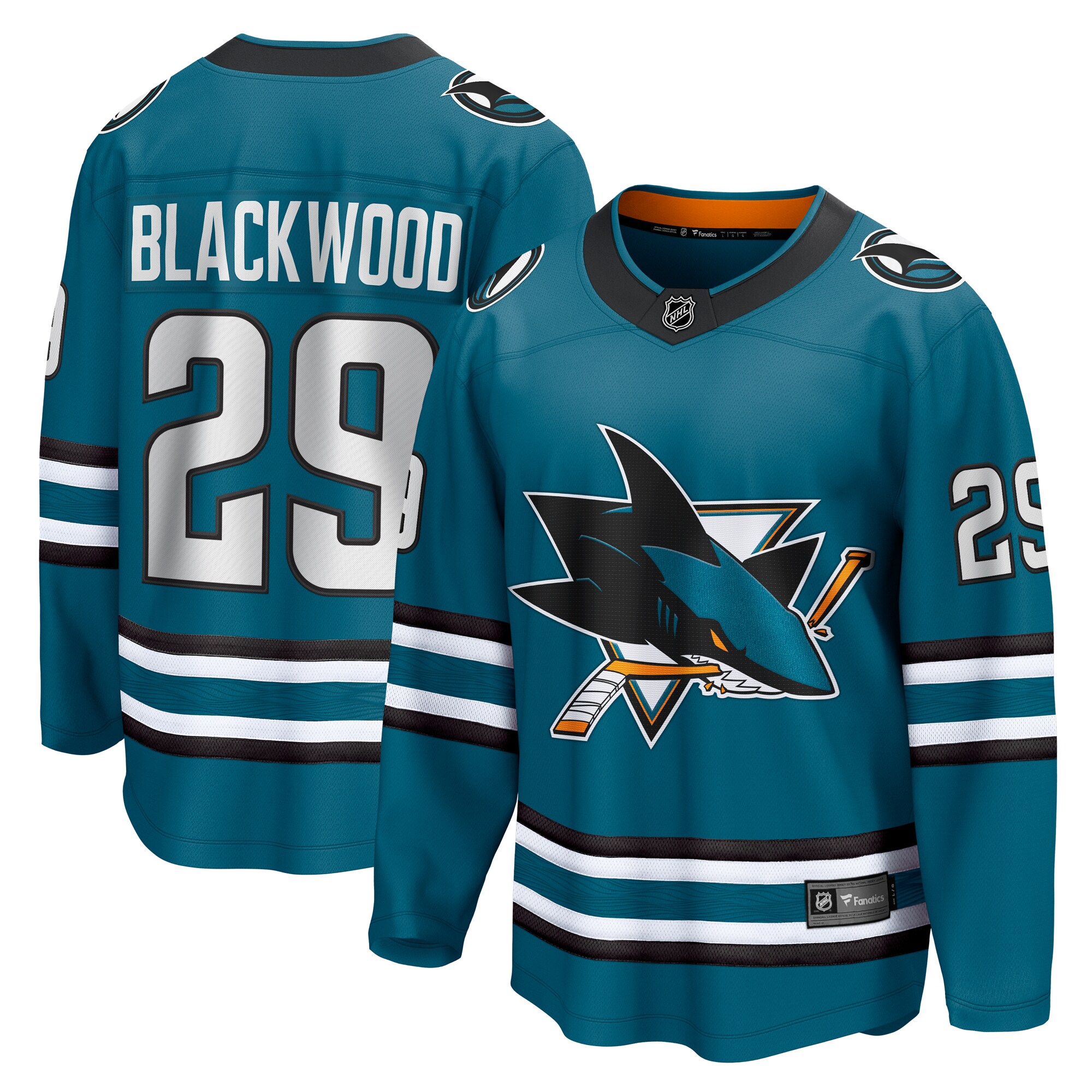 Men's San Jose Sharks Mackenzie Blackwood Teal Home Breakaway Hockey Jersey - JS646 