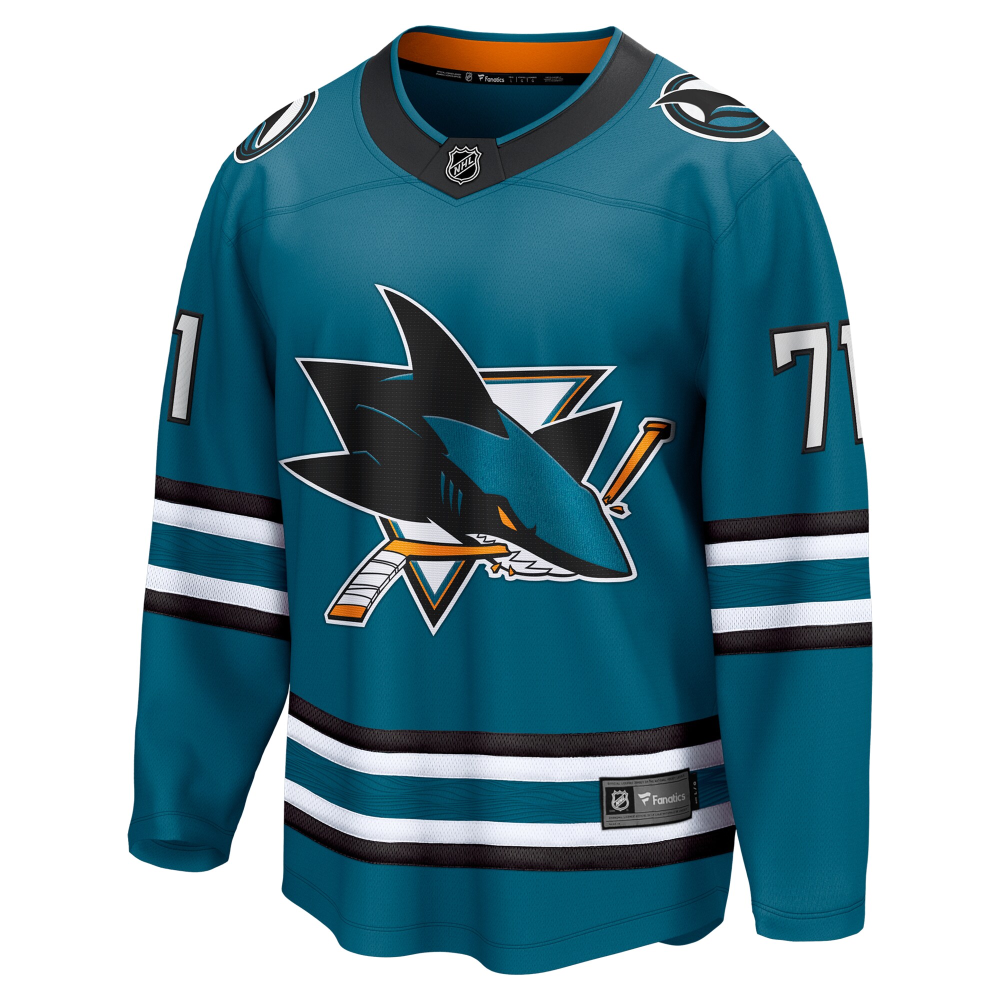 Alternative view of Men's San Jose Sharks Macklin Celebrini Teal Home Breakaway Hockey Jersey - JS468 