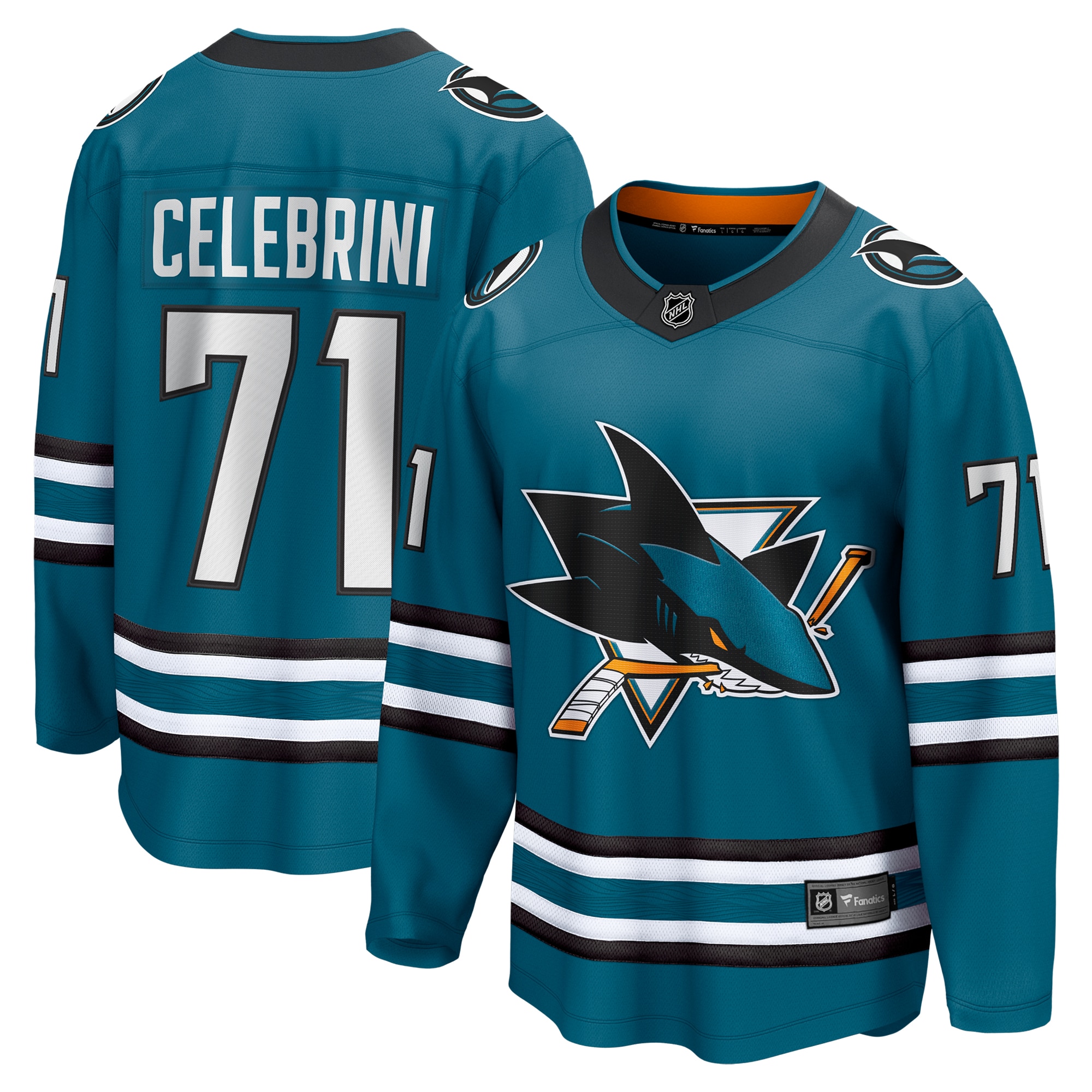 Men's San Jose Sharks Macklin Celebrini Teal Home Breakaway Hockey Jersey - JS468 