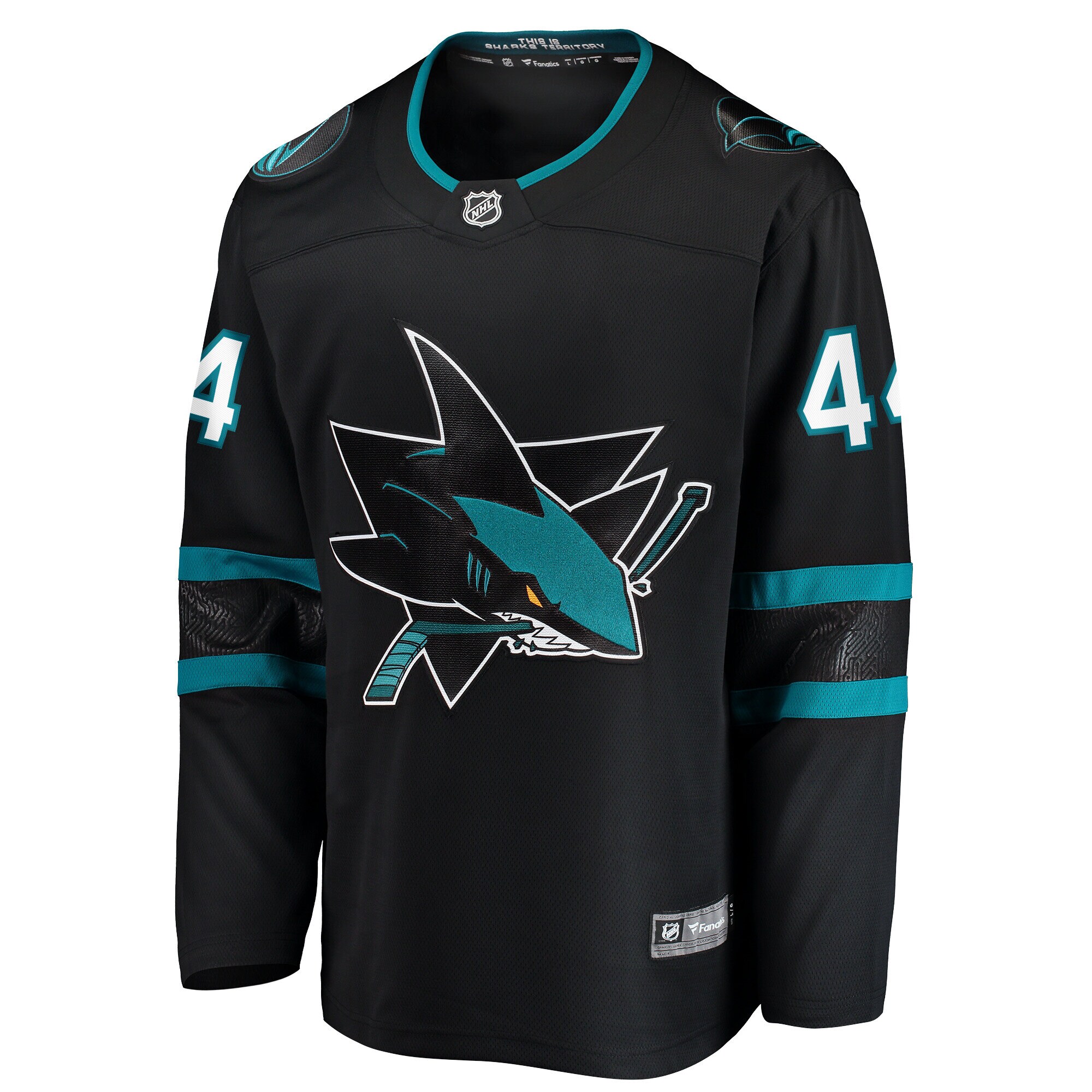 Alternative view of Men's San Jose Sharks Marc-Edouard Vlasic Black Premier Breakaway Player Hockey Jersey - JS527 