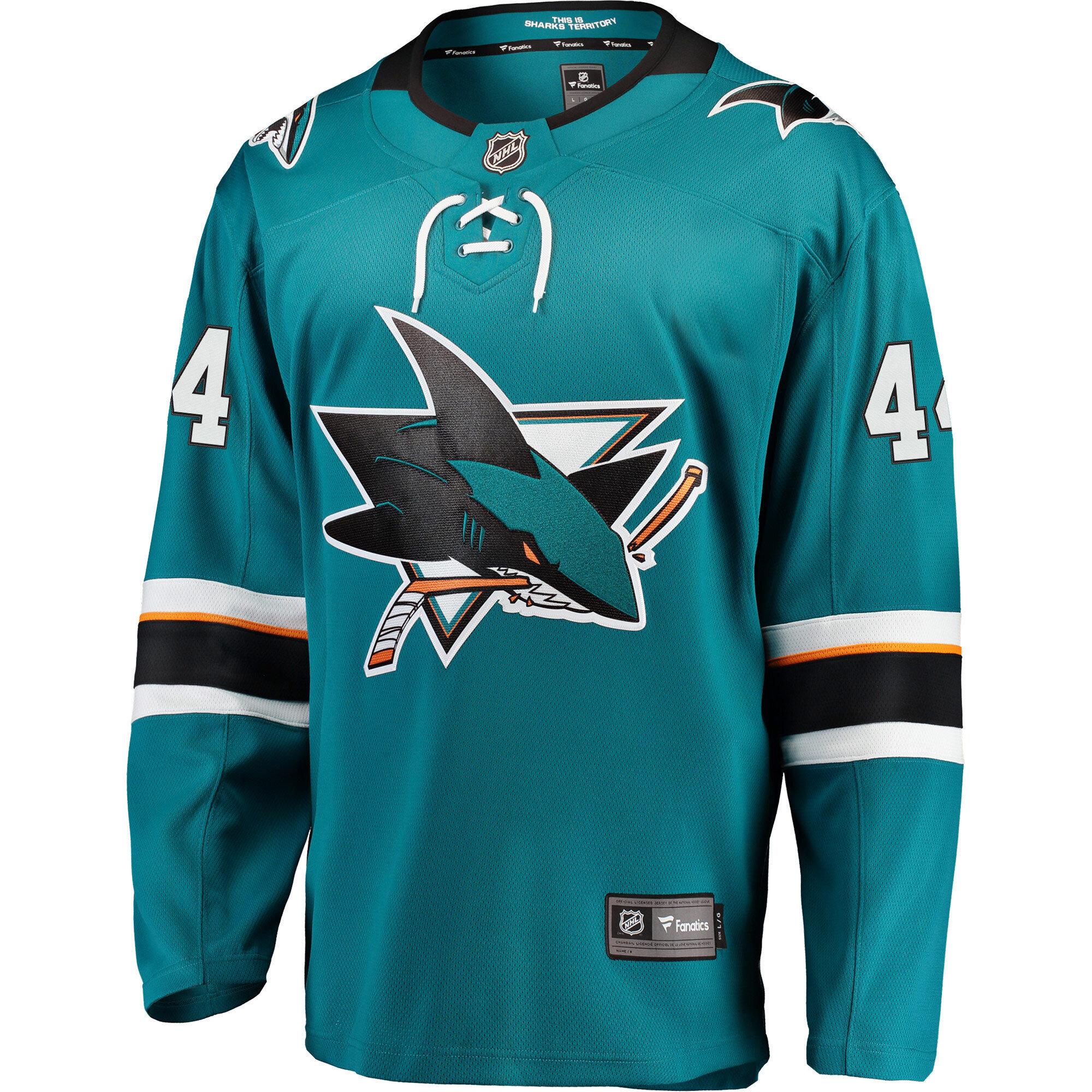 Alternative view of Men's San Jose Sharks Marc-Edouard Vlasic Teal Premier Breakaway Player Hockey Jersey - JS838 