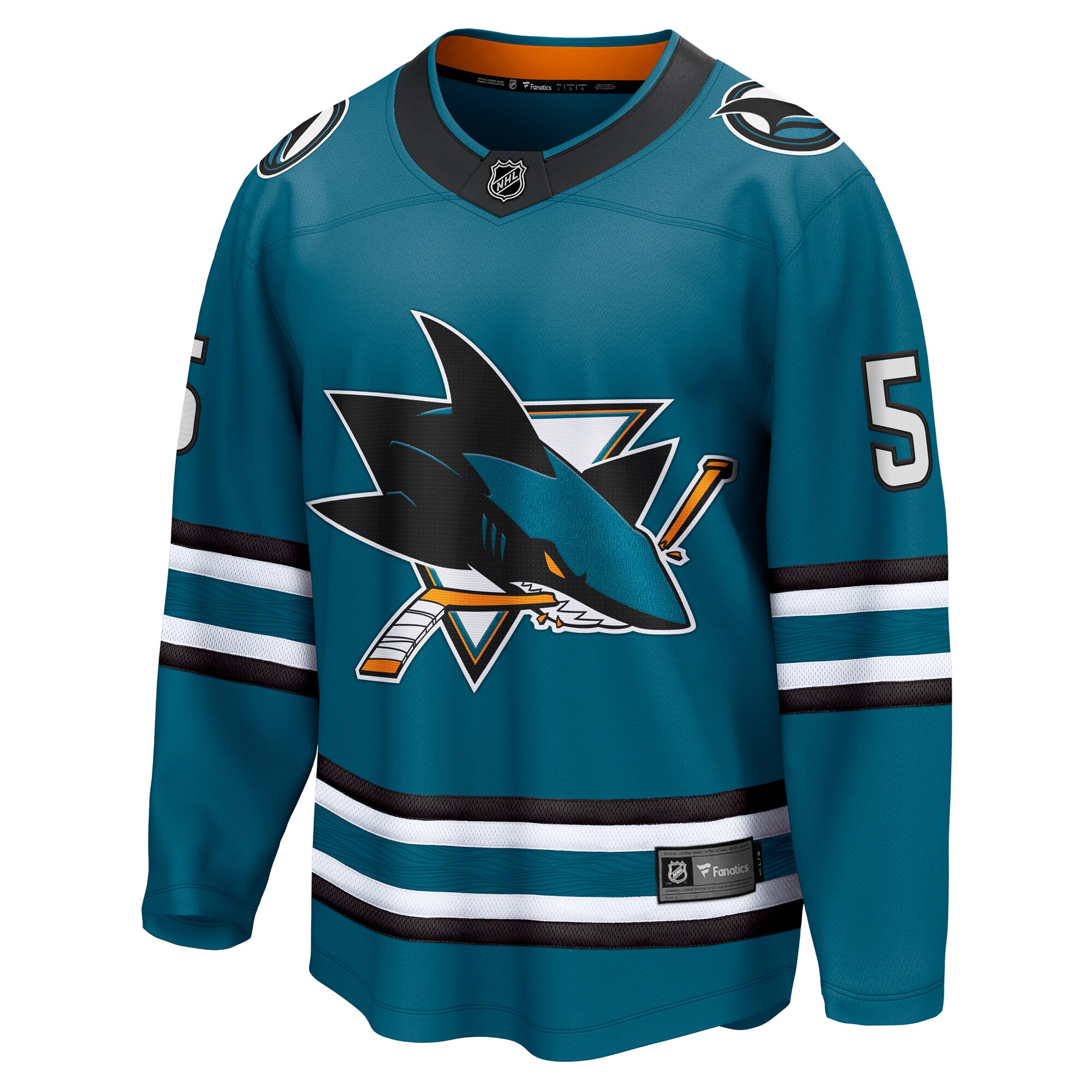 Alternative view of Men's San Jose Sharks Matt Benning Teal Home Breakaway Hockey Jersey - JS285 