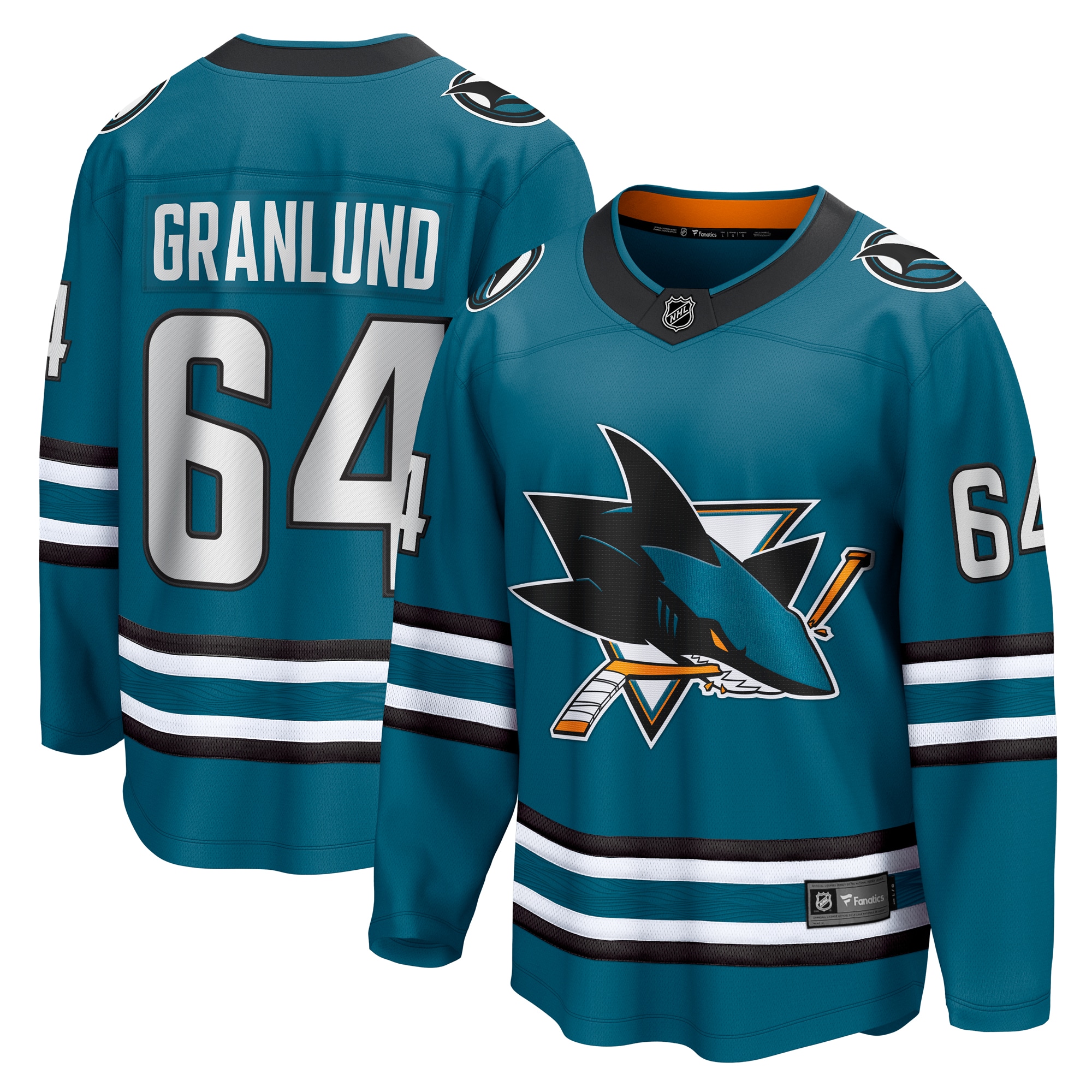 Men's San Jose Sharks Mikael Granlund Teal Home Breakaway Hockey Jersey - JS468 