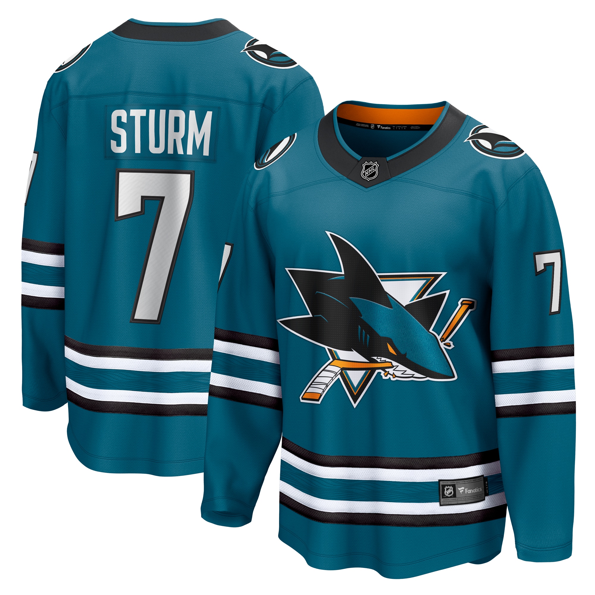 Men's San Jose Sharks Nico Sturm Teal Home Breakaway Hockey Jersey - JS933 