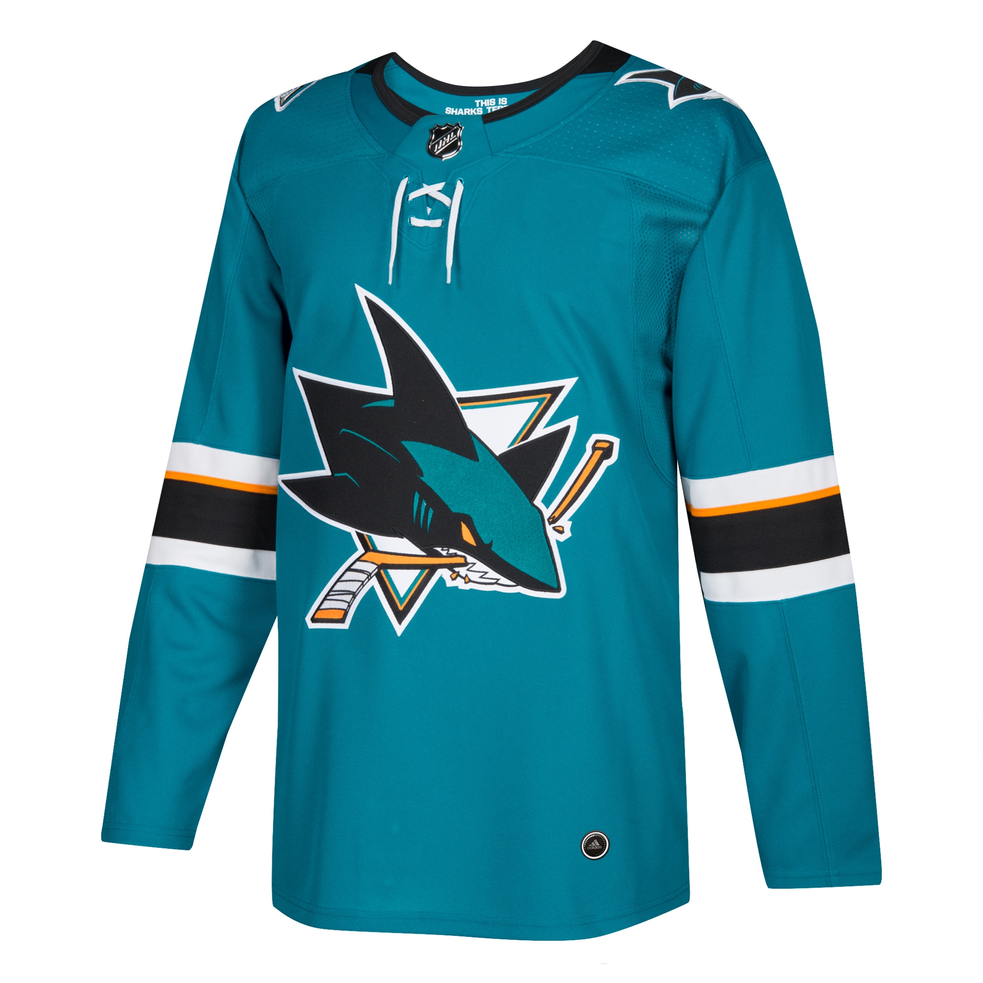 Alternative view of Men's San Jose Sharks Teal Home Blank Hockey Jersey - JS906 