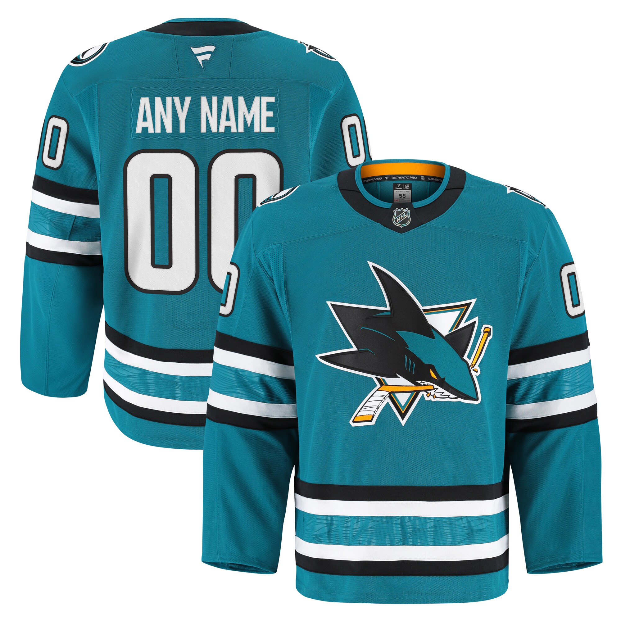Men's San Jose Sharks Teal Home Pro Custom Hockey Jersey - JS345 