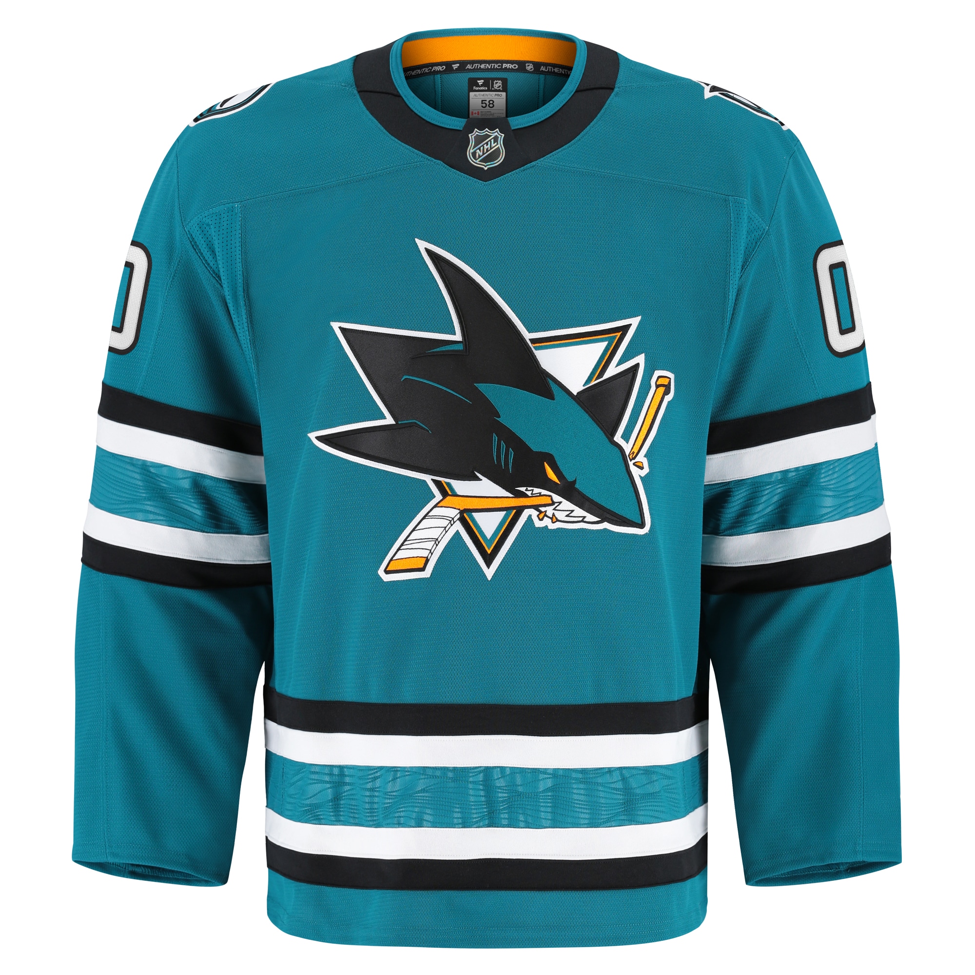 Alternative view of Men's San Jose Sharks Teal Home Pro Custom Hockey Jersey - JS345 
