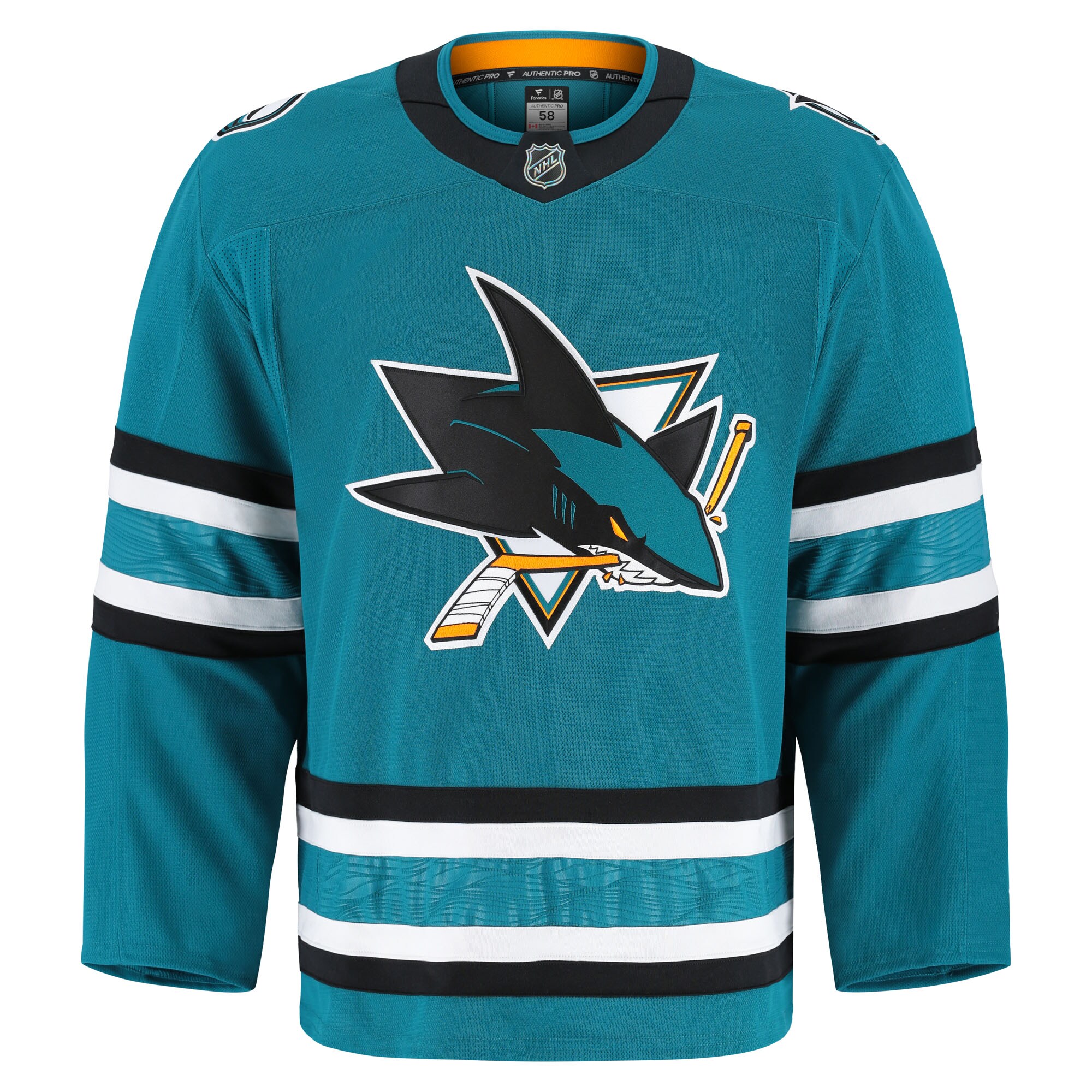 Alternative view of Men's San Jose Sharks Teal Home Pro Hockey Jersey - JS972 