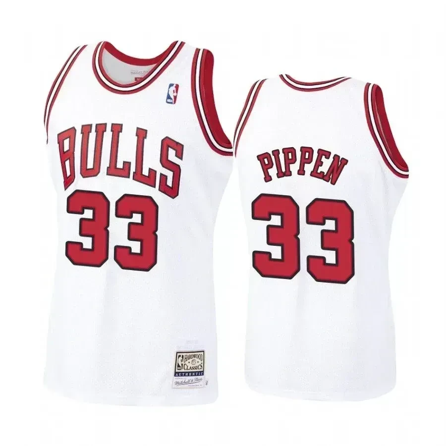 Men's Scottie Pippen 33 Chicago Bulls White Hardwood Classics Basketball Jersey - JS960 