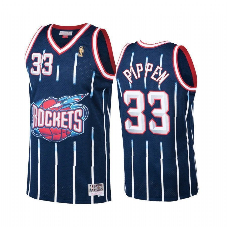 Men's Scottie Pippen Houston Rockets Navy Basketball Jersey Hardwood Classics 1998 - JS883 