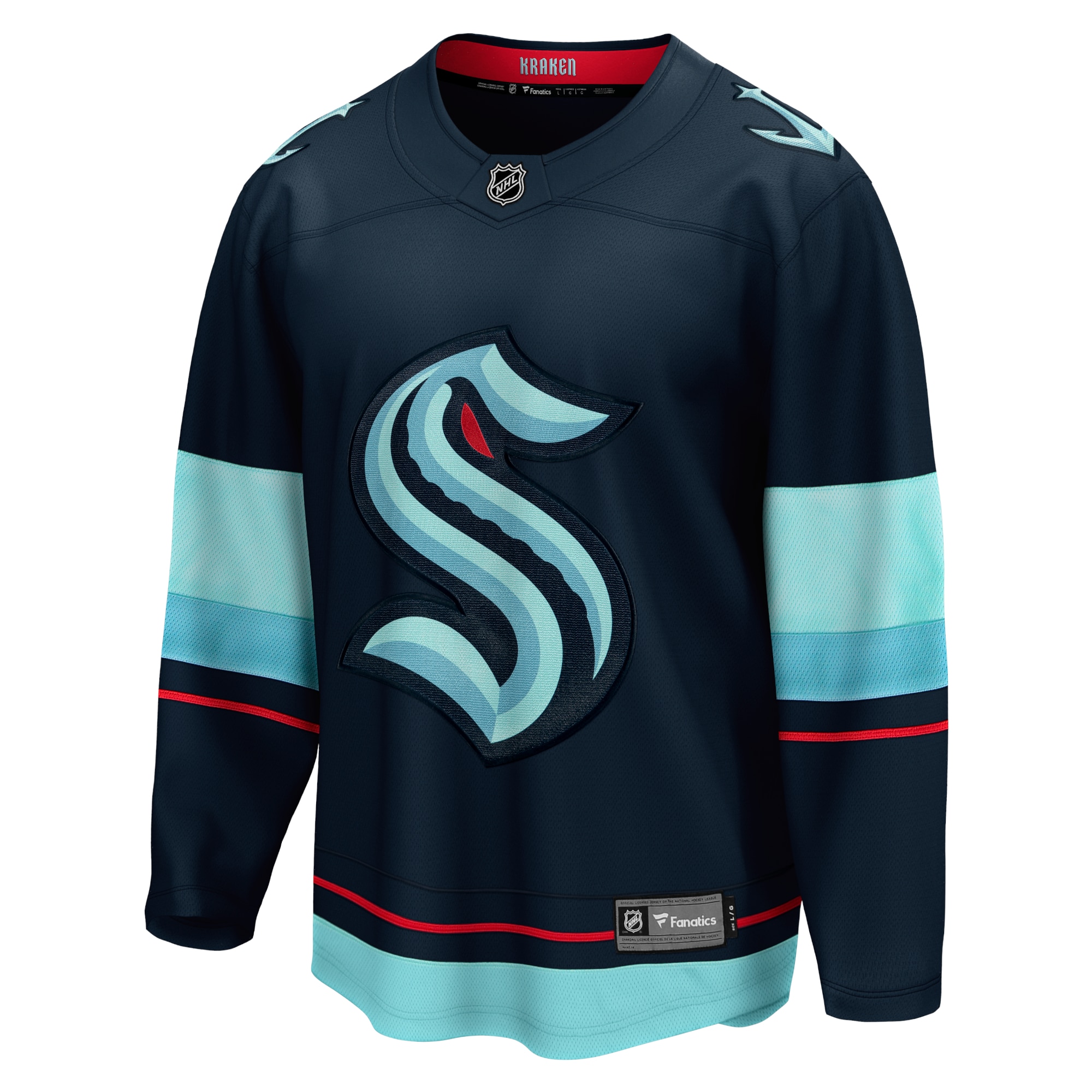 Alternative view of Men's Seattle Kraken Deep Sea Blue Home Breakaway Hockey Jersey - JS801 