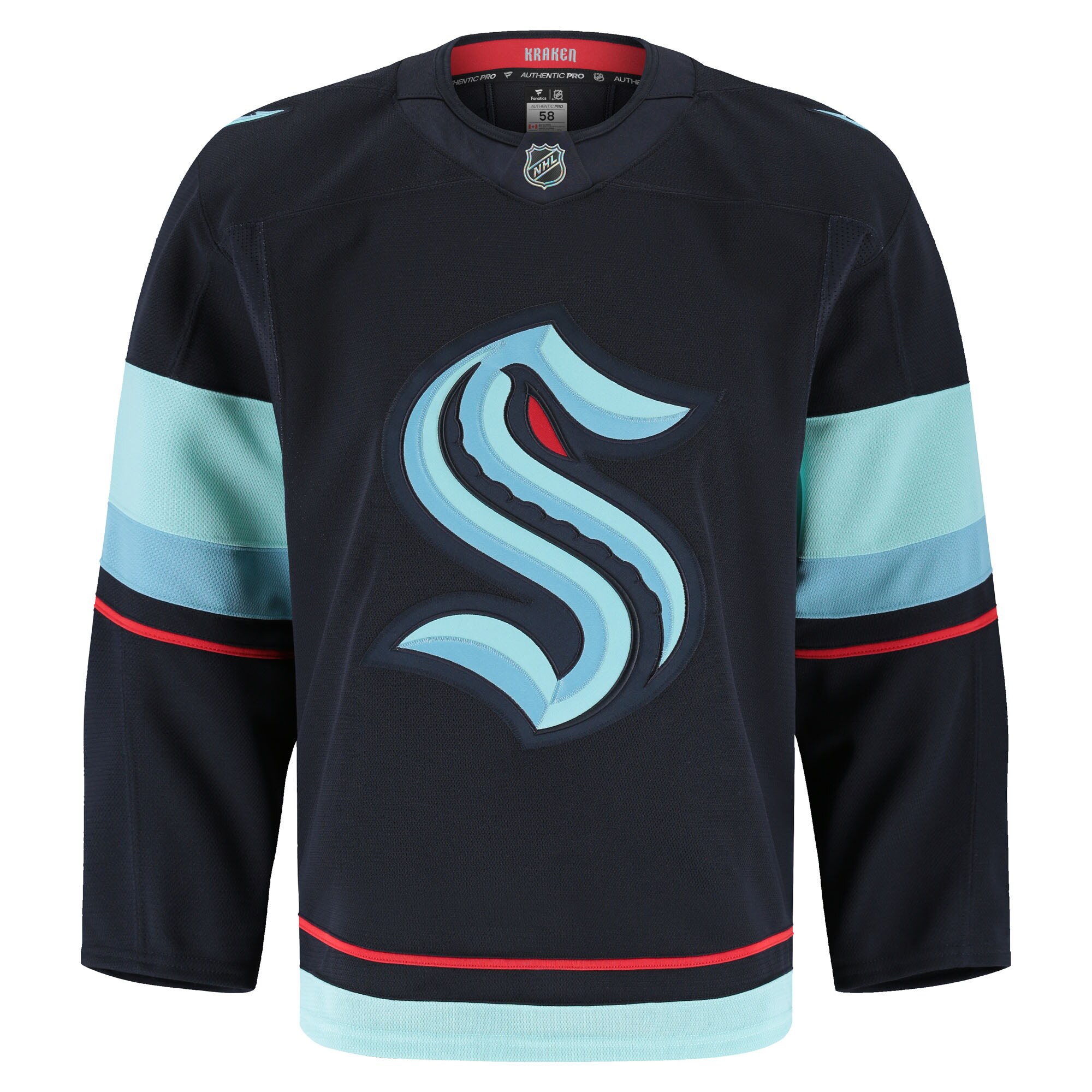 Alternative view of Men's Seattle Kraken Deep Sea Blue Home Pro Hockey Jersey - JS213 