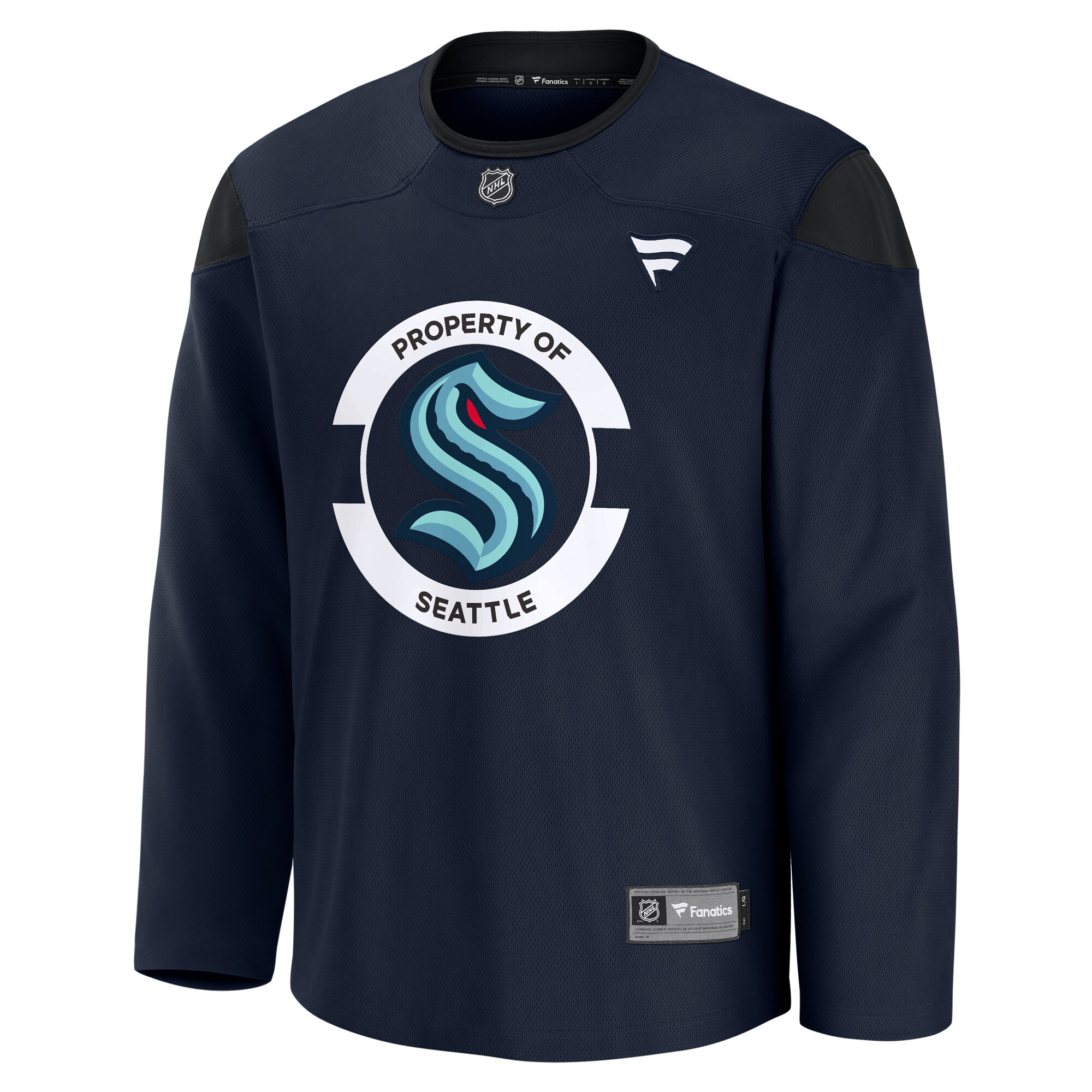 Alternative view of Men's Seattle Kraken Deep Sea Blue Team Practice Hockey Jersey - JS870 