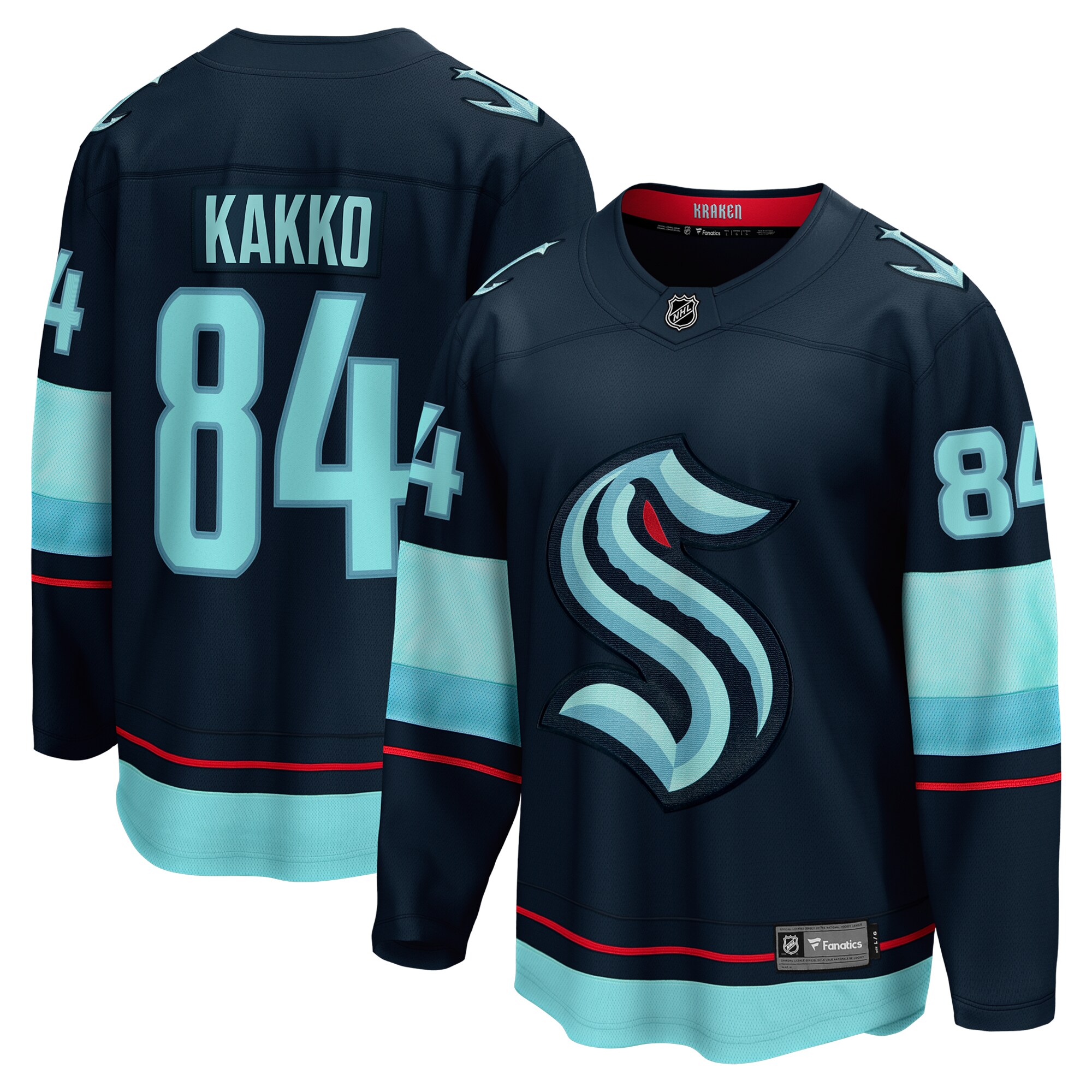 Men's Seattle Kraken Kaapo Kakko Deep Sea Blue Home Breakaway Player Hockey Jersey - JS456 