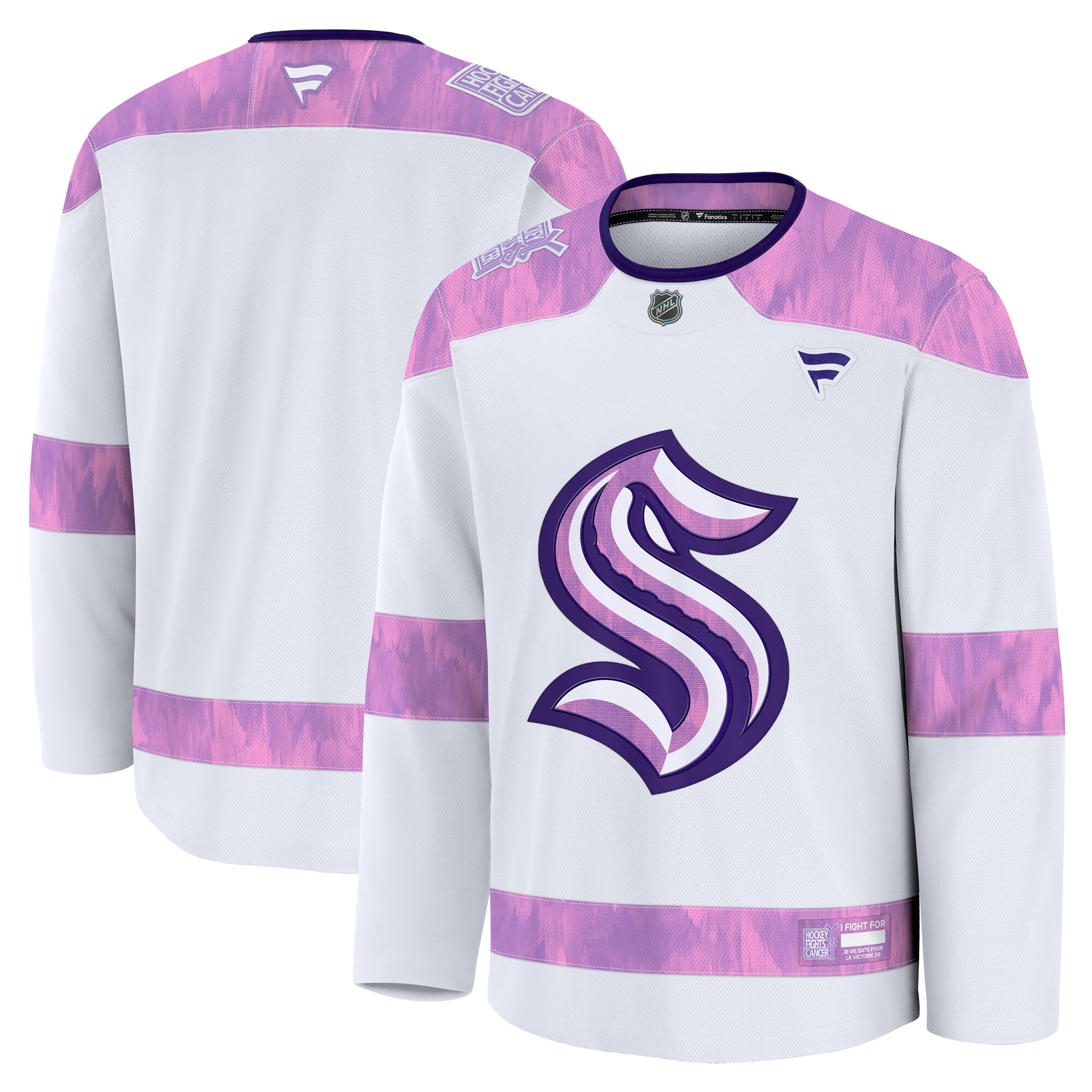 Men's Seattle Kraken White 2024 Hockey Fights Cancer Practice Hockey Jersey - JS317 