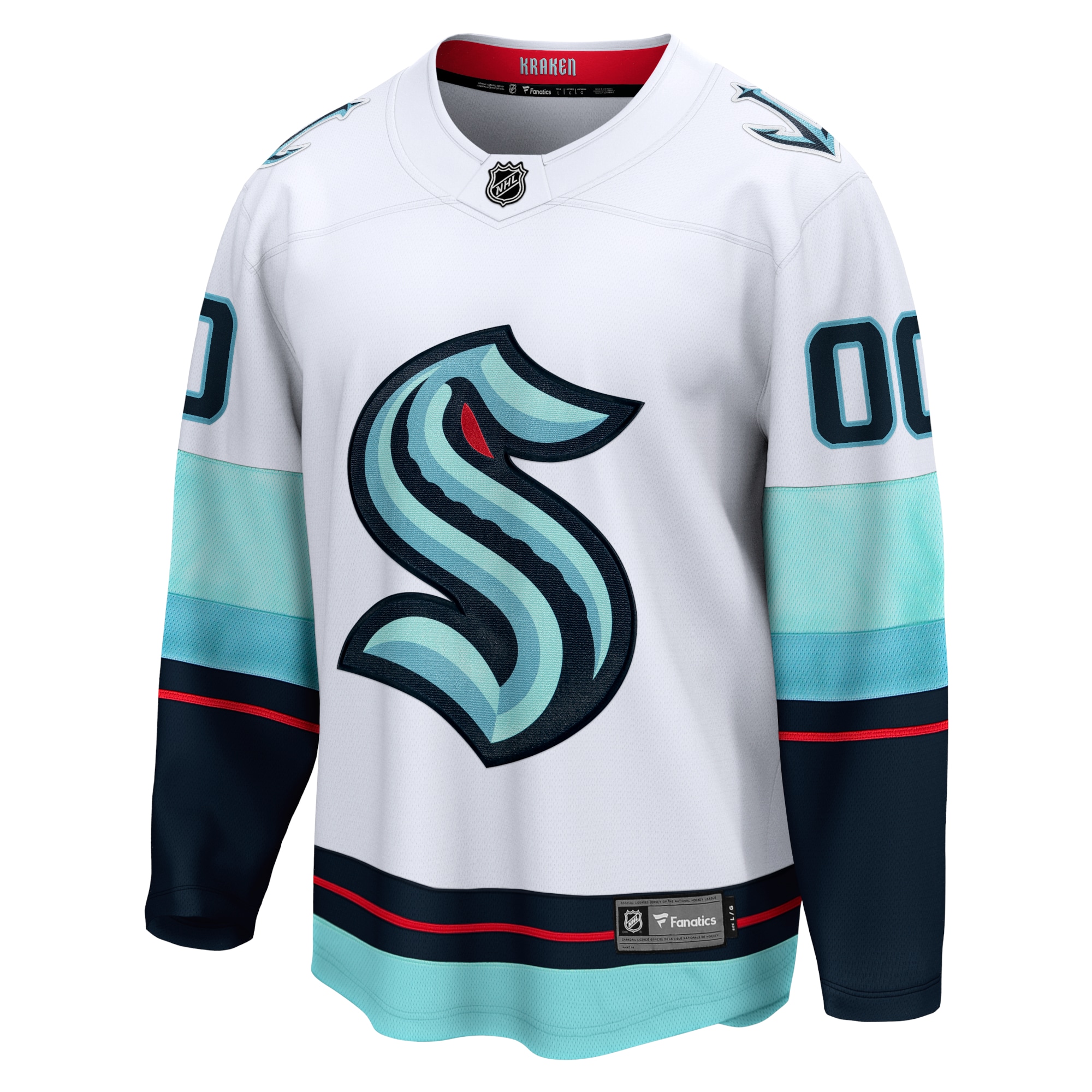 Alternative view of Men's Seattle Kraken White Away Breakaway Custom Hockey Jersey - JS578 