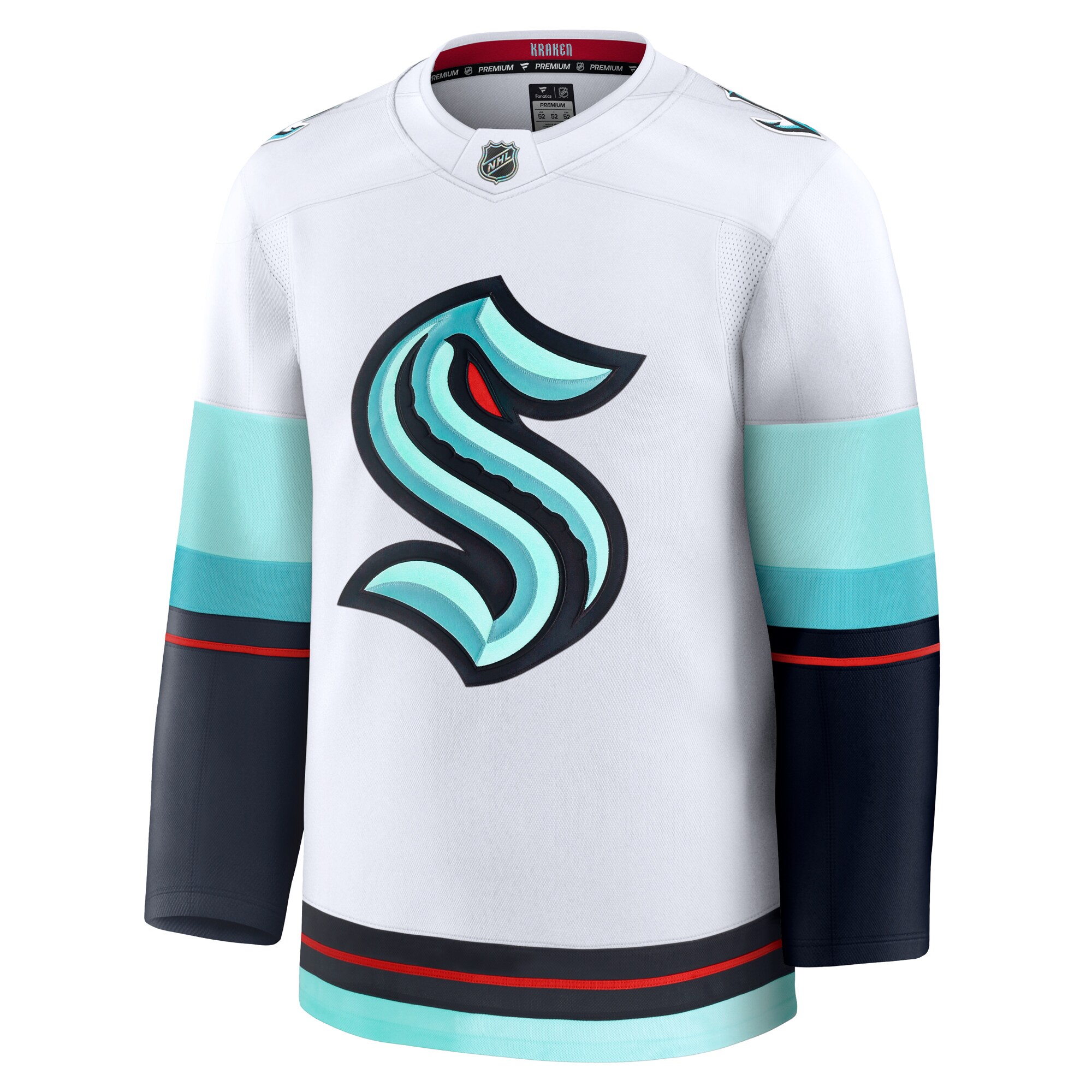 Alternative view of Men's Seattle Kraken White Away Premium Hockey Jersey - JS757 