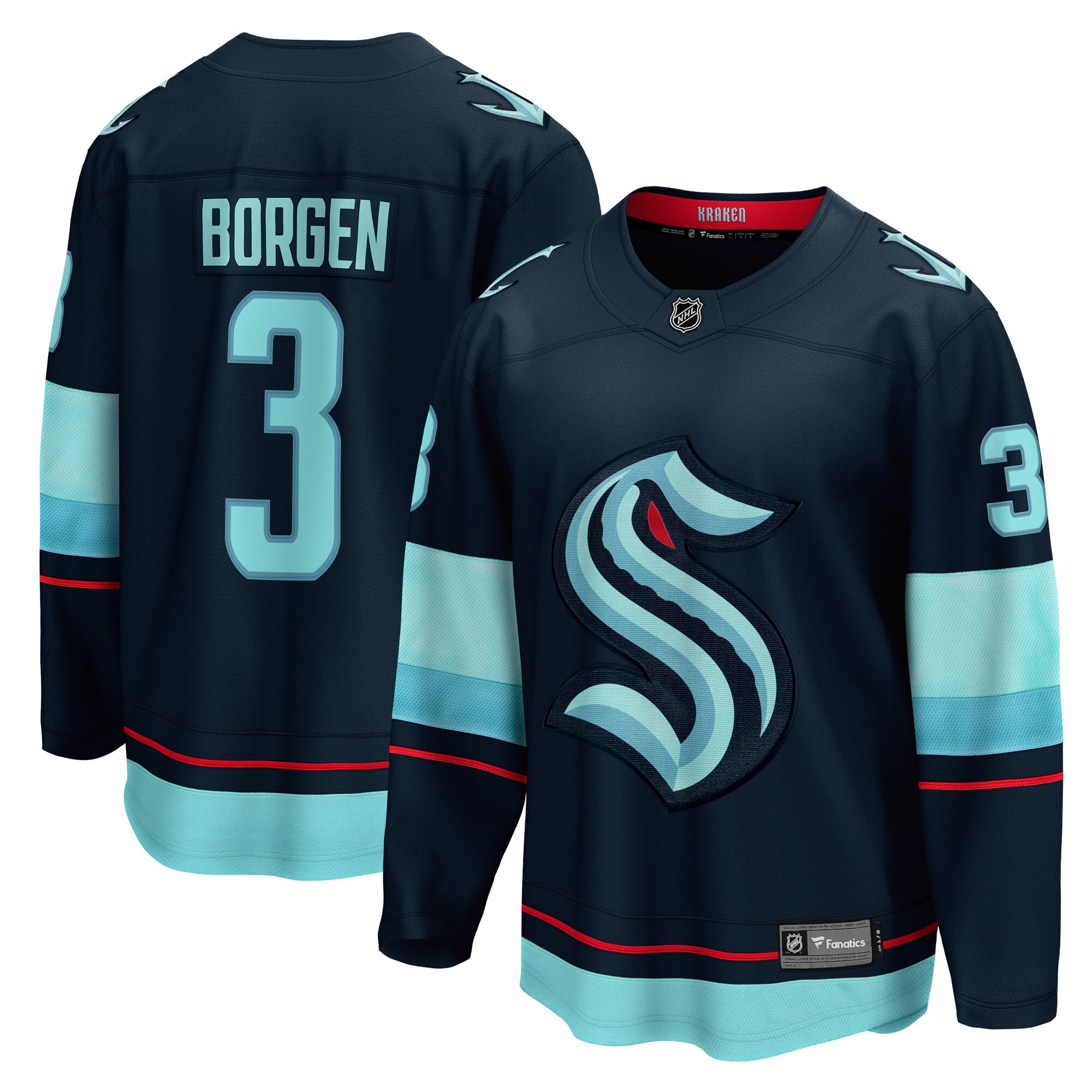 Men's Seattle Kraken Will Borgen Deep Sea Blue Home Breakaway Player Hockey Jersey - JS476 