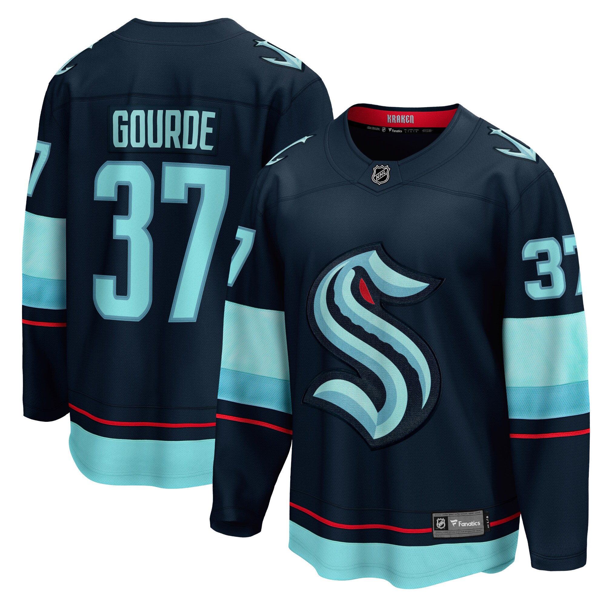 Men's Seattle Kraken Yanni Gourde Deep Sea Blue Home Breakaway Player Hockey Jersey - JS725 