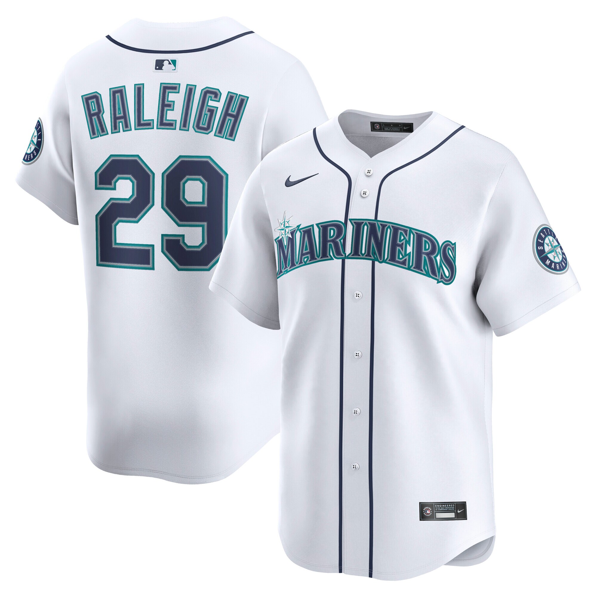 Men's Seattle Mariners Cal Raleigh White Alternate Limited Player Baseball Jersey 