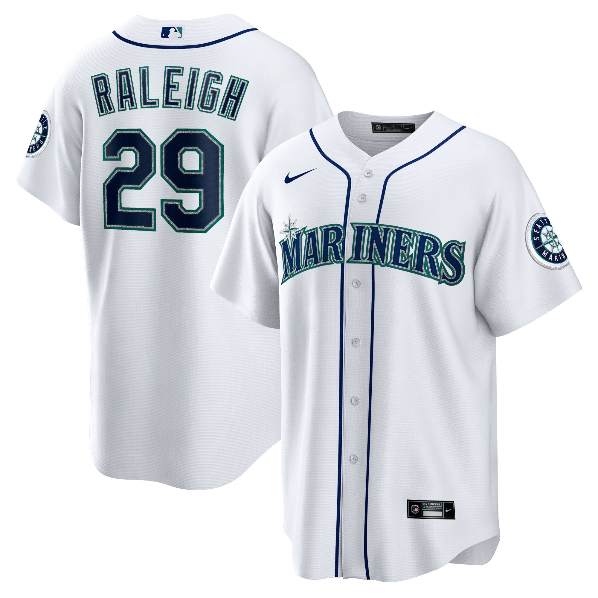 Men's Seattle Mariners Cal Raleigh White Home Baseball Jersey 