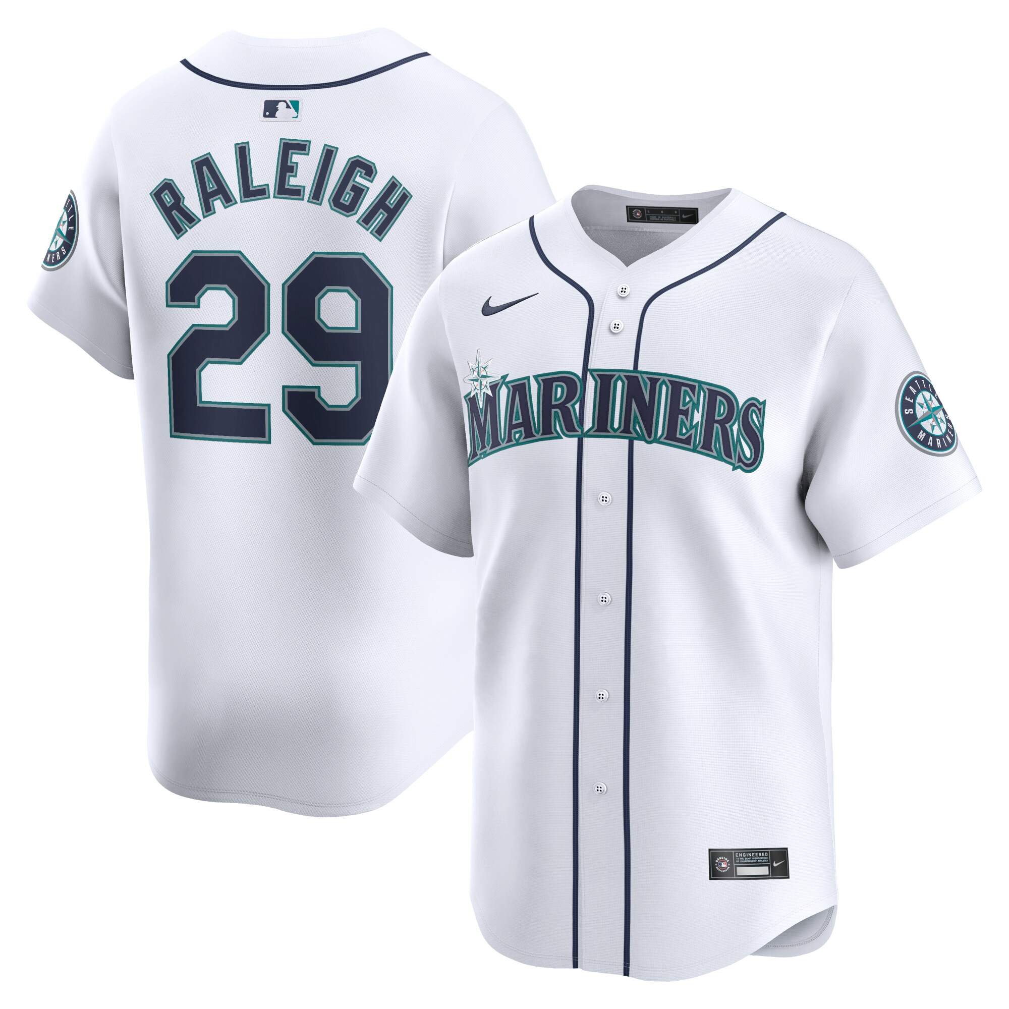 Men's Seattle Mariners Cal Raleigh White Home Limited Player Baseball Jersey 