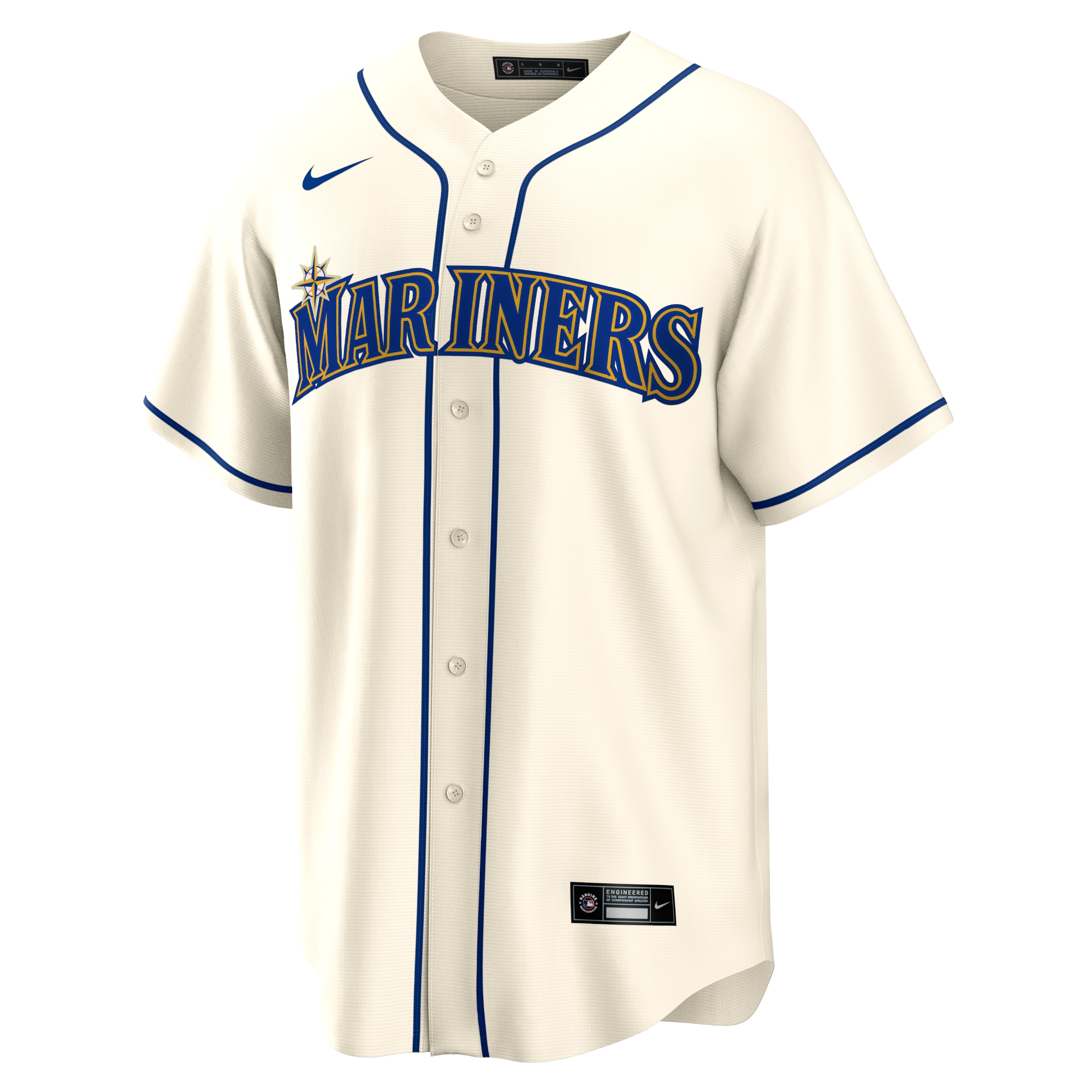 Alternative view of Men's Seattle Mariners Cream Alternate Team Baseball Jersey 