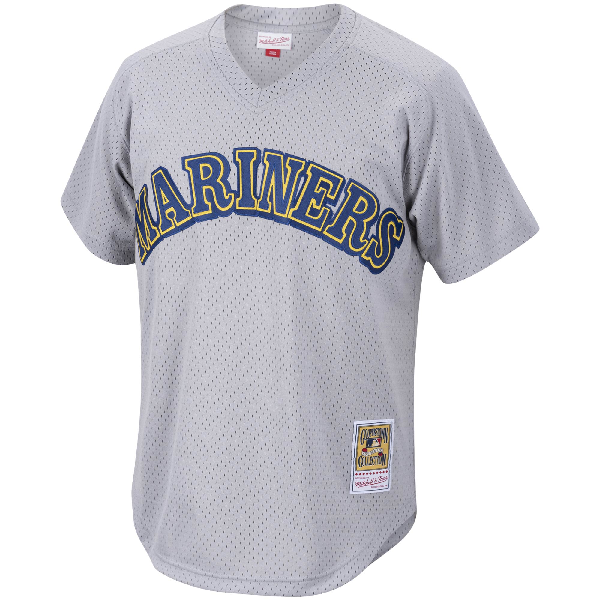 Alternative view of Men's Seattle Mariners Edgar Martinez Mitchell & Ness Charcoal Cooperstown Collection Mesh Batting Practice Baseball Jersey 