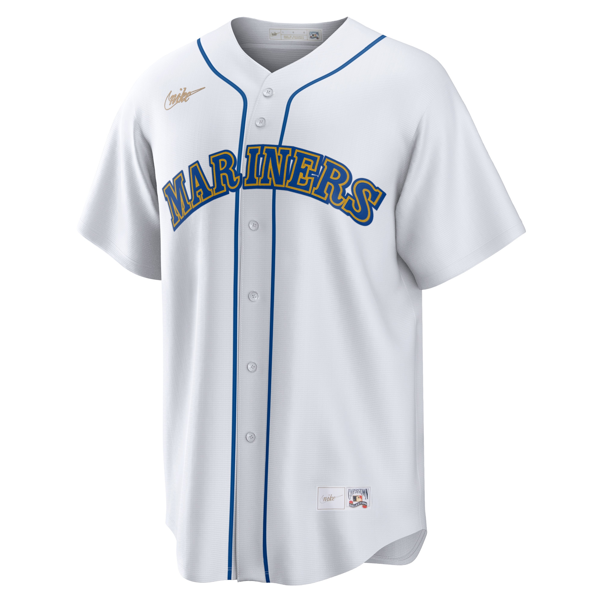 Alternative view of Men's Seattle Mariners Edgar Martinez White Home Cooperstown Collection Player Baseball Jersey 