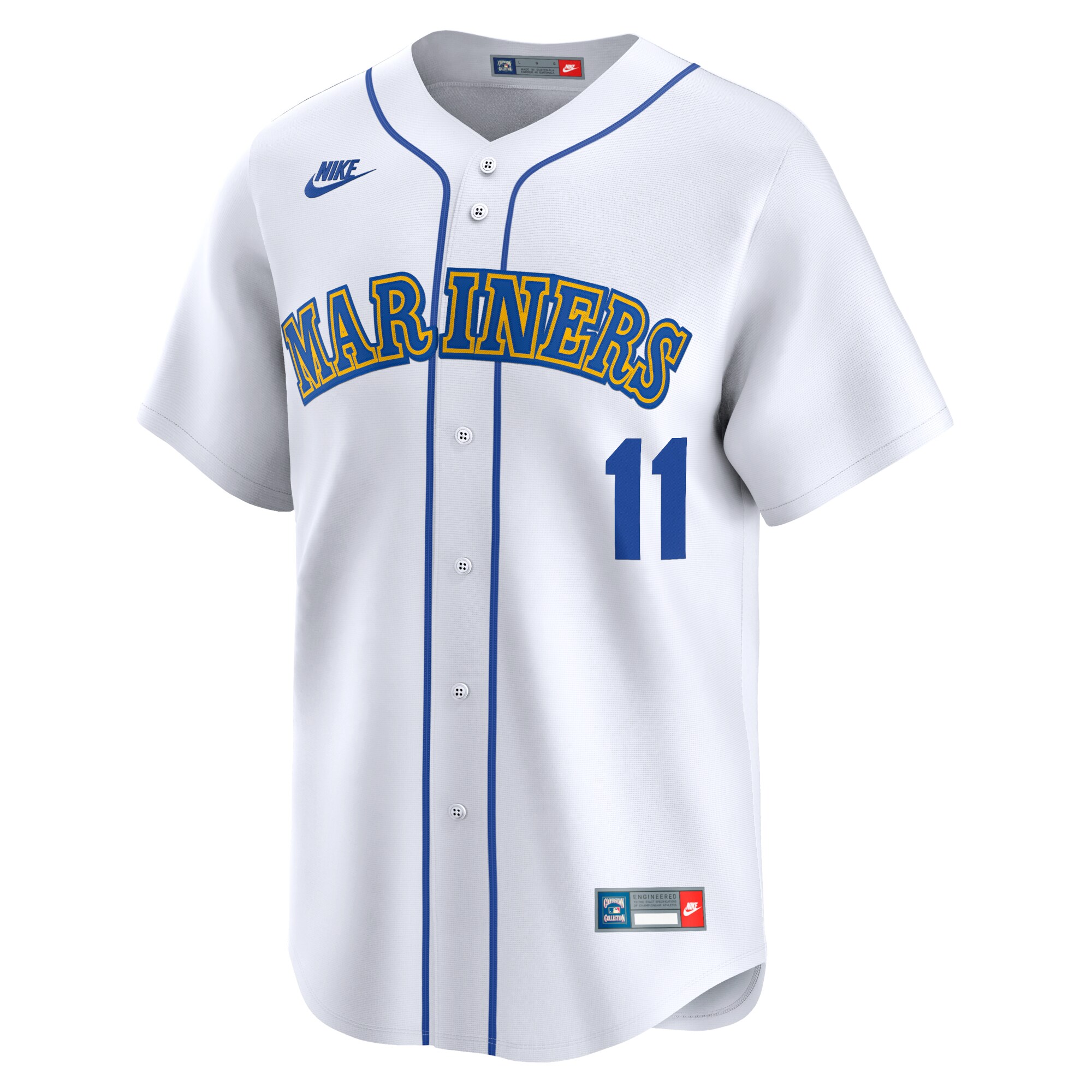 Alternative view of Men's Seattle Mariners Edgar Martinez White Throwback Cooperstown Limited Baseball Jersey 