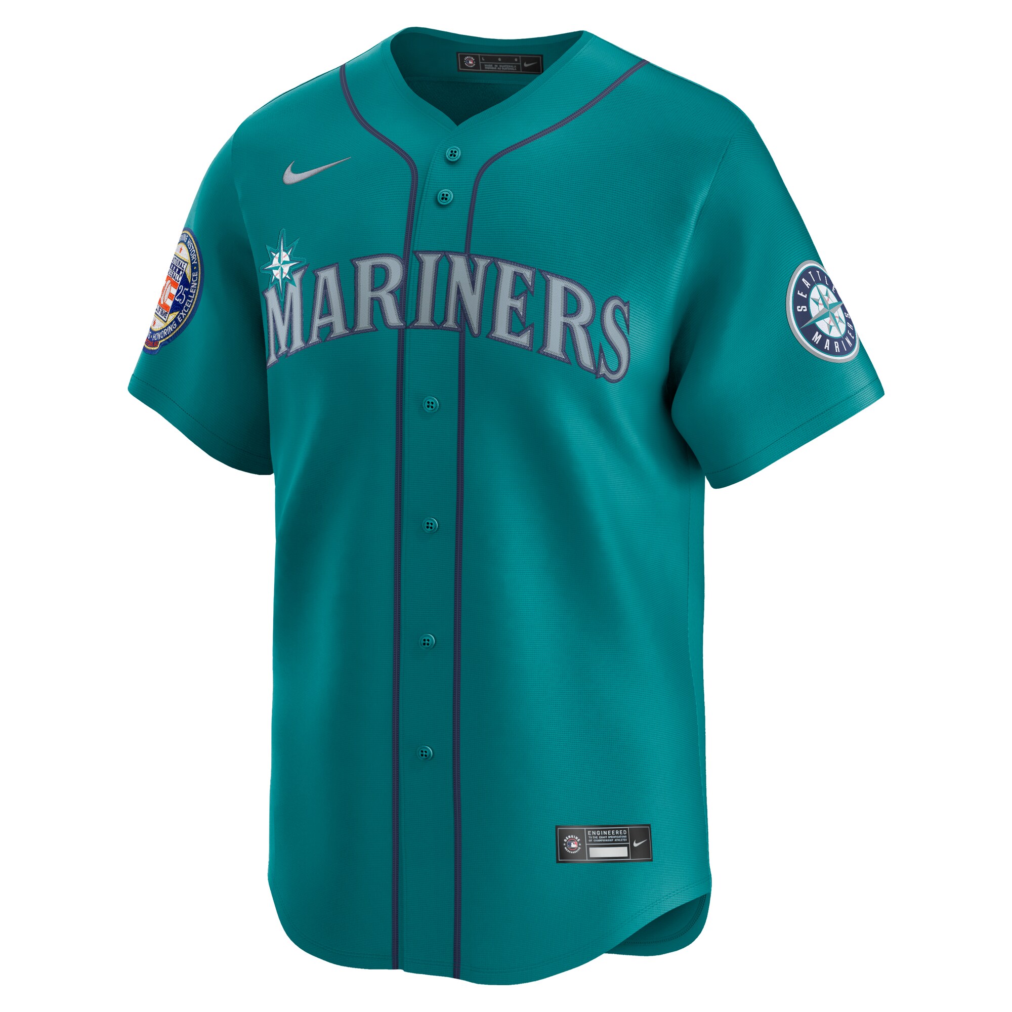 Alternative view of Men's Seattle Mariners Ichiro Suzuki Aqua 2025 National Baseball Hall of Fame Alternate Limited Player Baseball Jersey 