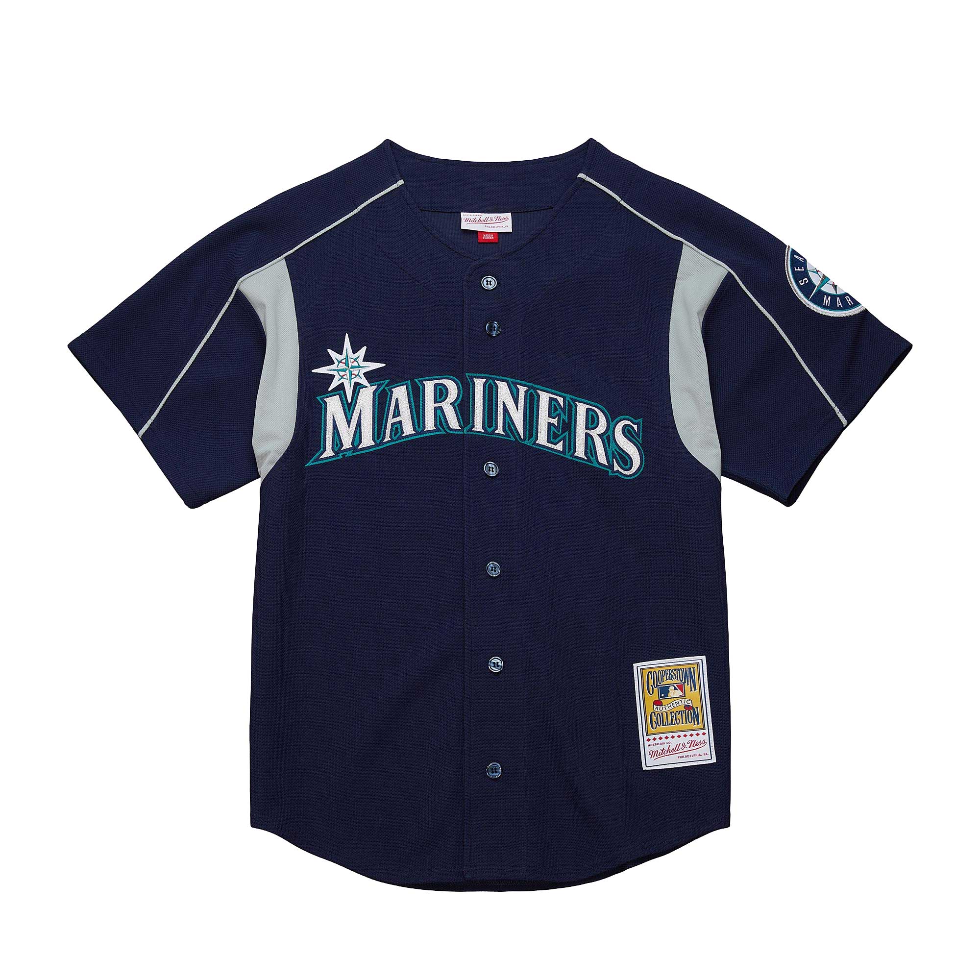 Alternative view of Men's Seattle Mariners Ichiro Suzuki Mitchell & Ness Navy Cooperstown Collection Batting Practice Baseball Jersey 
