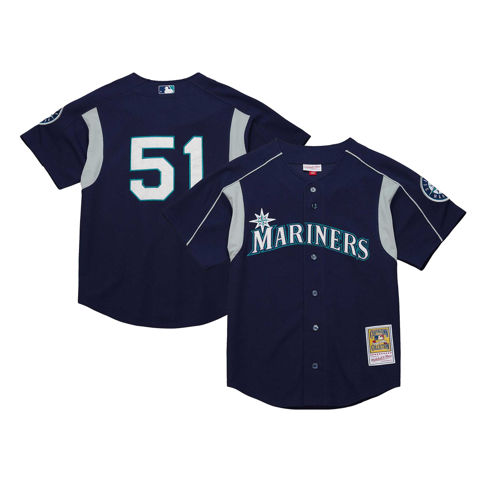 Men's Seattle Mariners Ichiro Suzuki Mitchell & Ness Navy Cooperstown Collection Batting Practice Baseball Jersey 