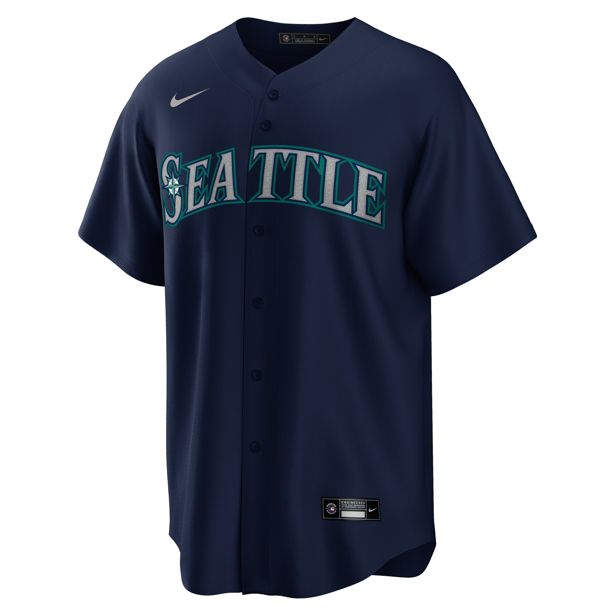 Alternative view of Men's Seattle Mariners Ichiro Suzuki Navy Official Player Baseball Jersey 