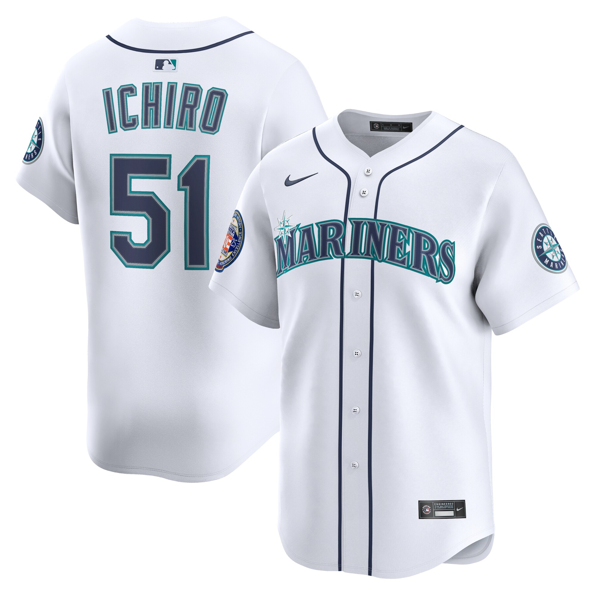 Men's Seattle Mariners Ichiro Suzuki White 2025 National Baseball Hall of Fame Home Limited Player Baseball Jersey 