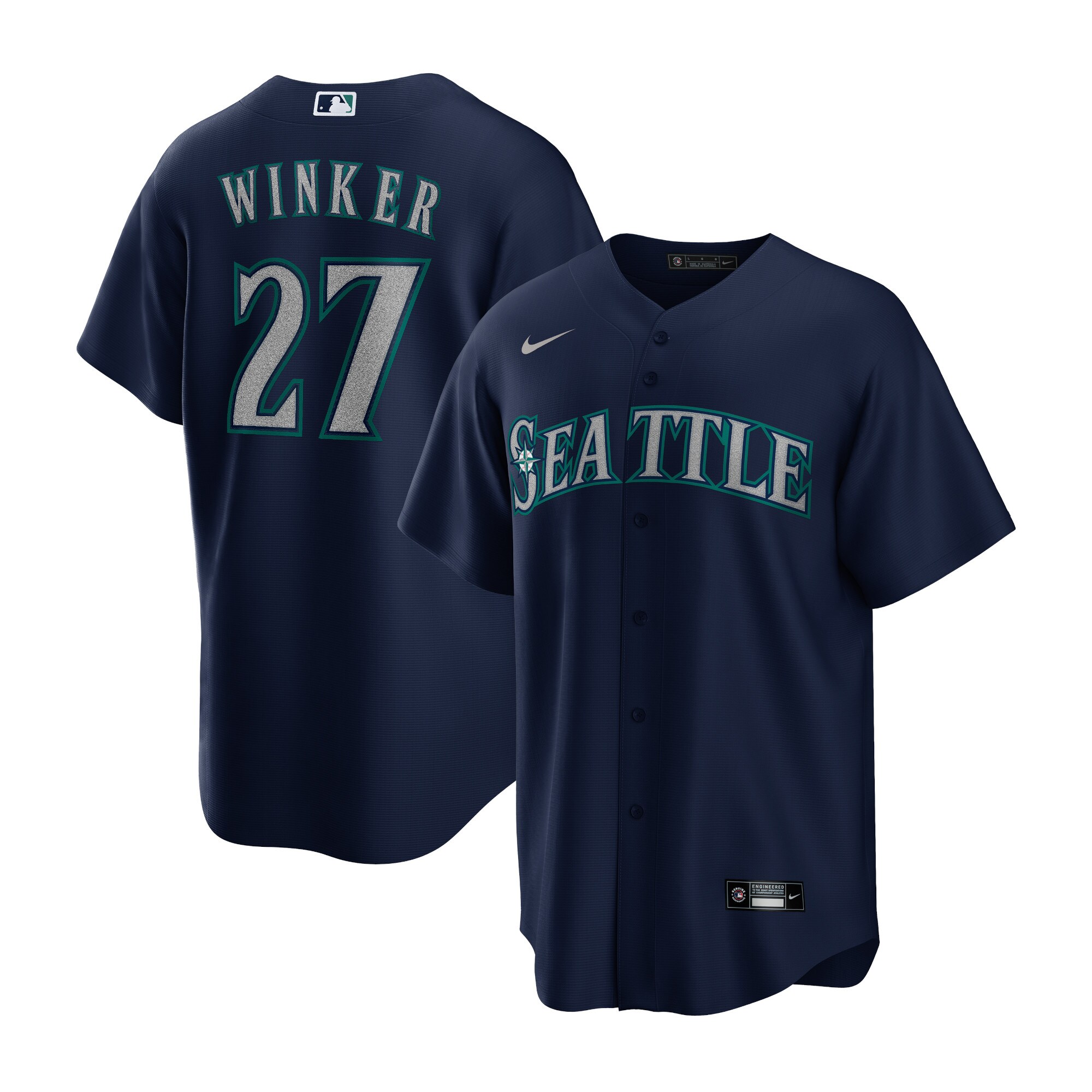 Men's Seattle Mariners Jesse Winker Navy Alternate Player Baseball Jersey 