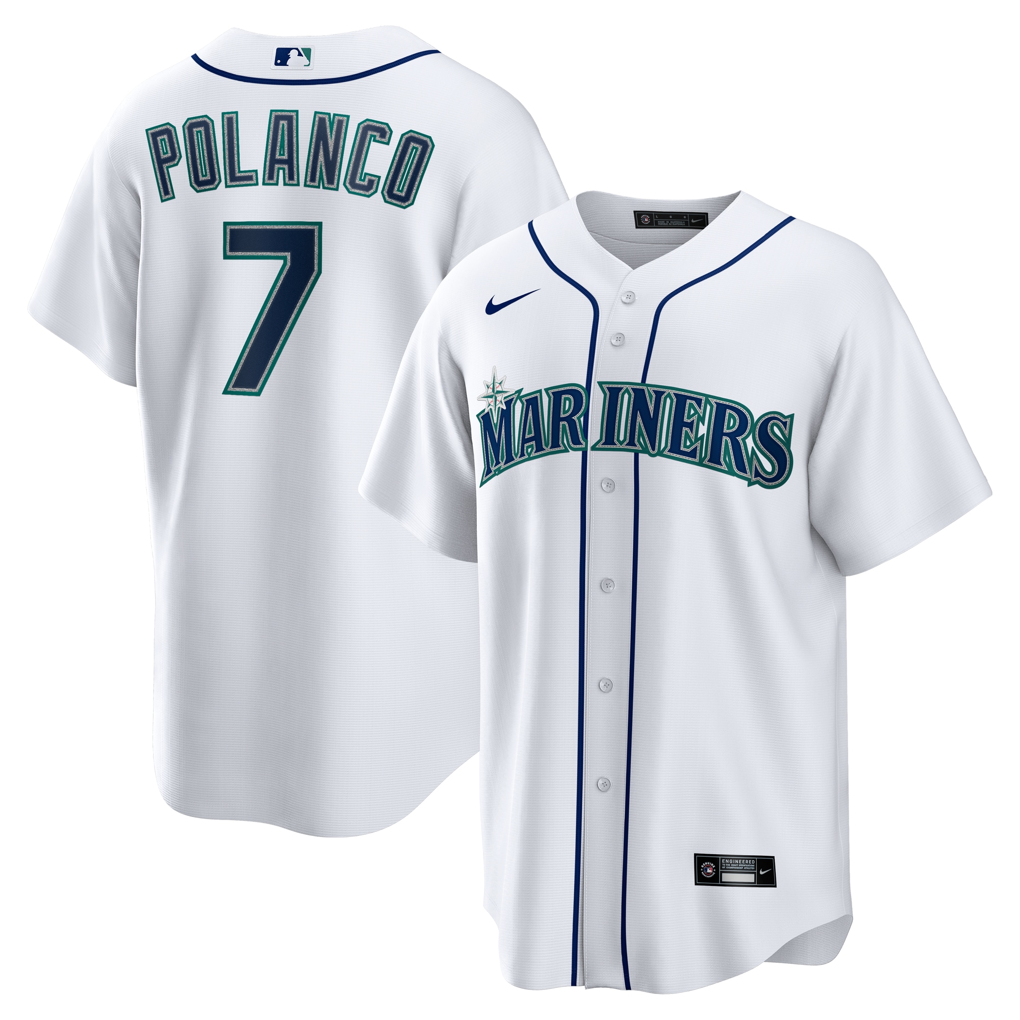 Men's Seattle Mariners Jorge Polanco White Home Baseball Jersey 