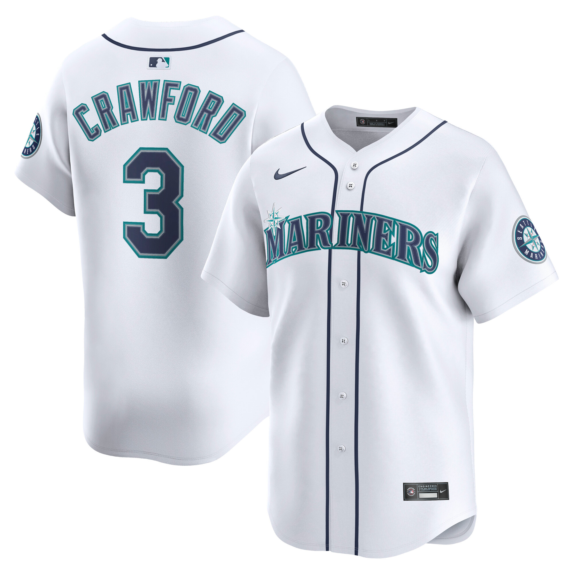 Men's Seattle Mariners J.P. Crawford White Home Limited Player Baseball Jersey 