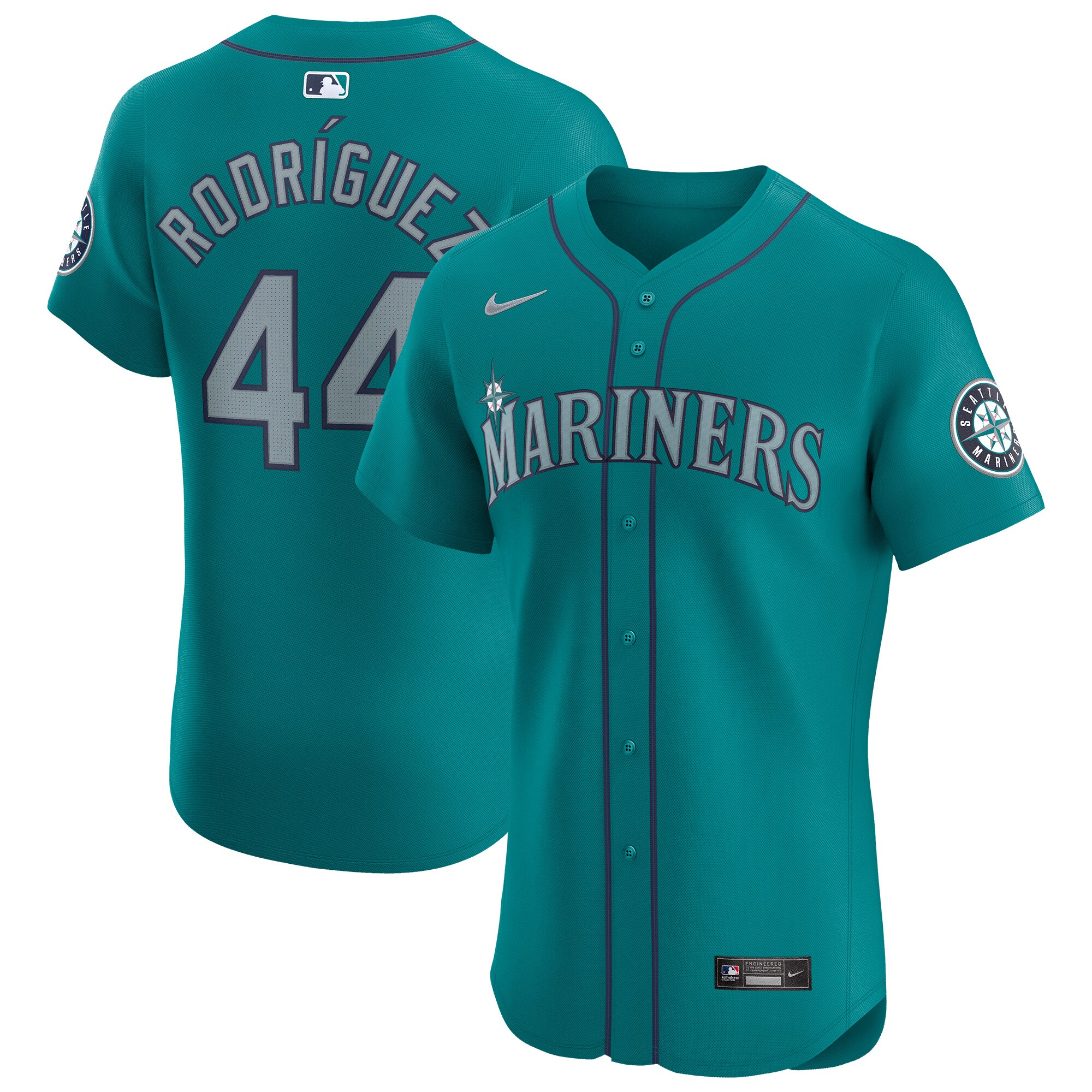 Men's Seattle Mariners Julio Rodríguez Aqua Alternate Elite Player Baseball Jersey 