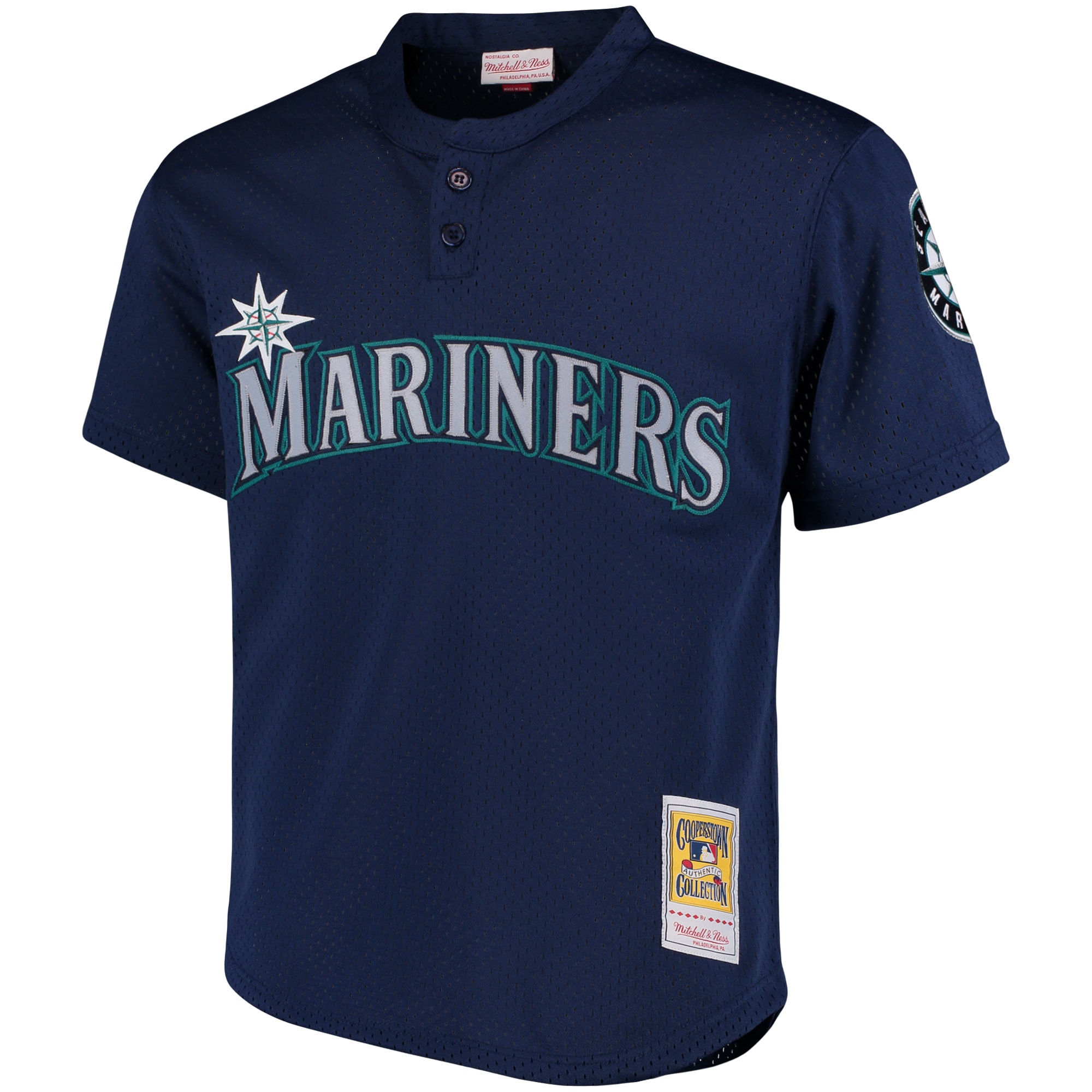 Alternative view of Men's Seattle Mariners Ken Griffey Jr. Mitchell & Ness Navy Cooperstown Collection Mesh Batting Practice Baseball Jersey 