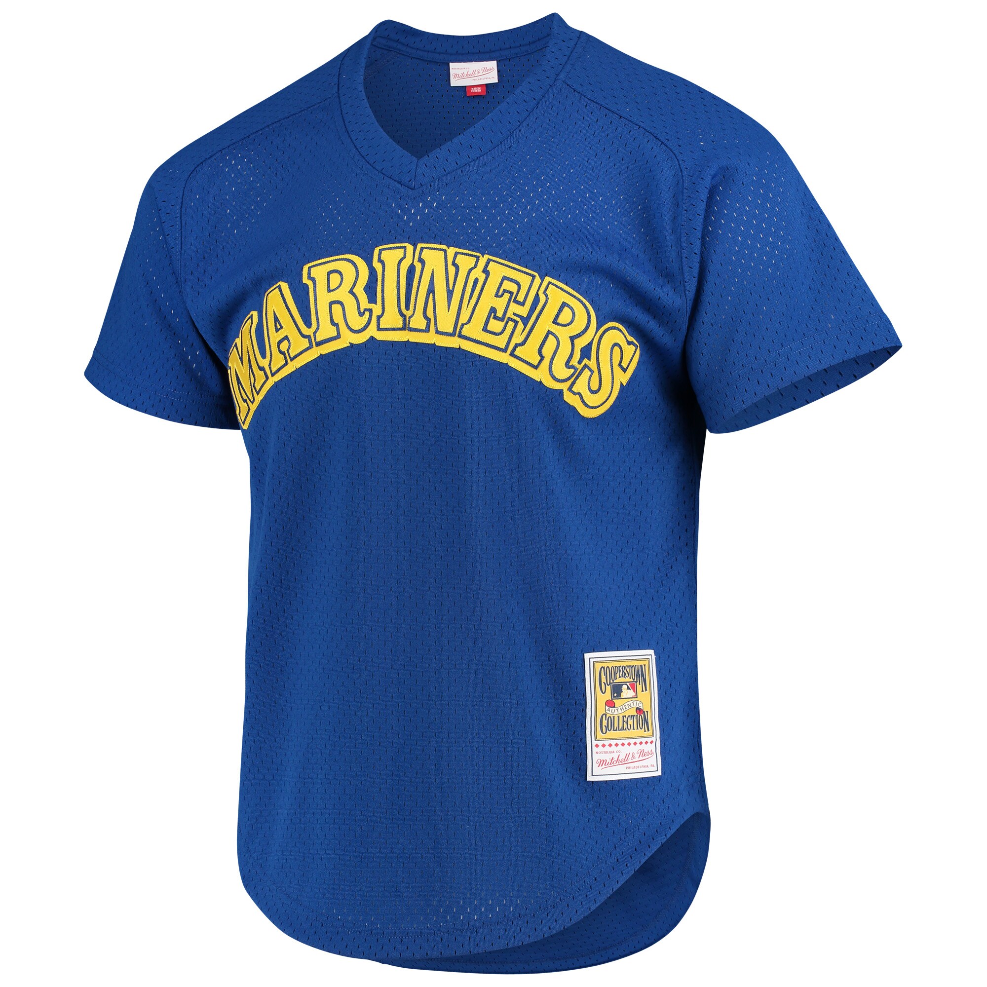 Alternative view of Men's Seattle Mariners Ken Griffey Jr. Mitchell & Ness Royal Cooperstown Mesh Batting Practice Baseball Jersey 