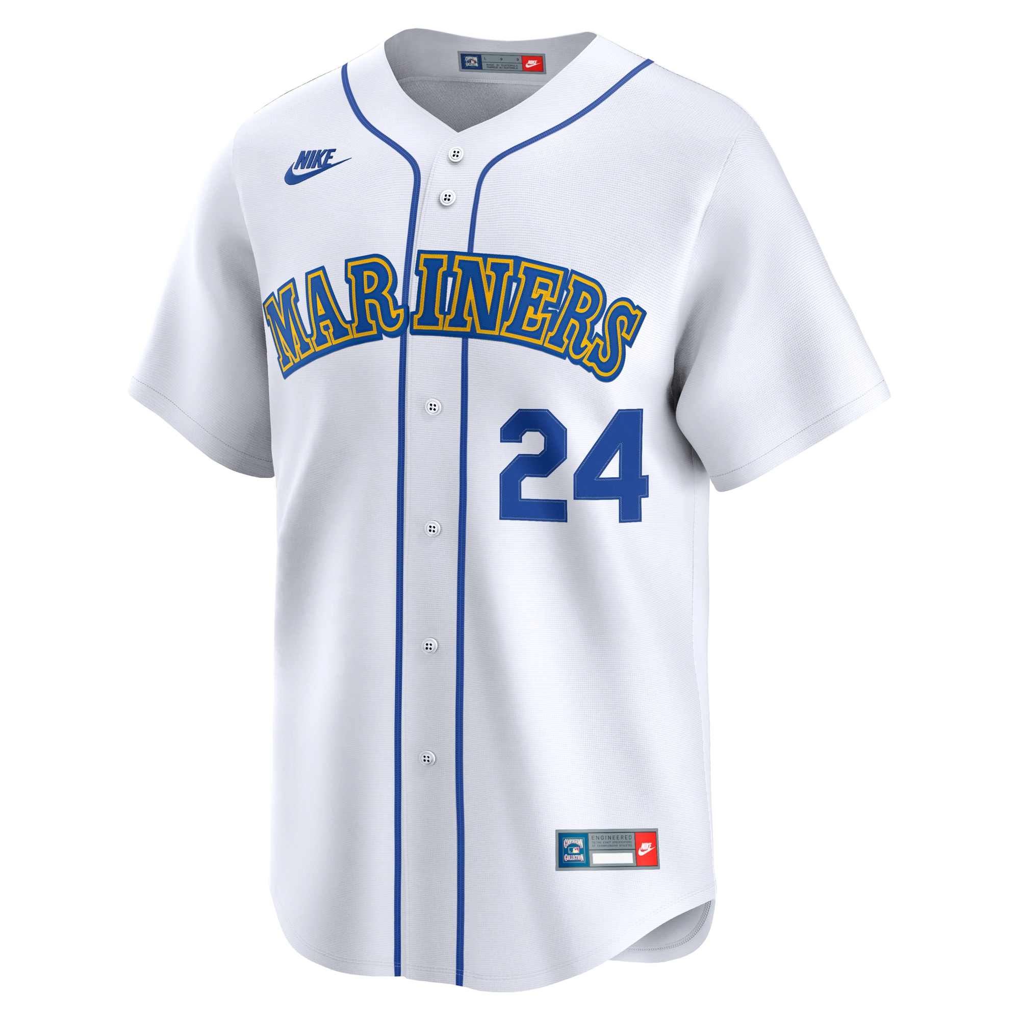Alternative view of Men's Seattle Mariners Ken Griffey Jr. White Throwback Cooperstown Collection Limited Baseball Jersey 