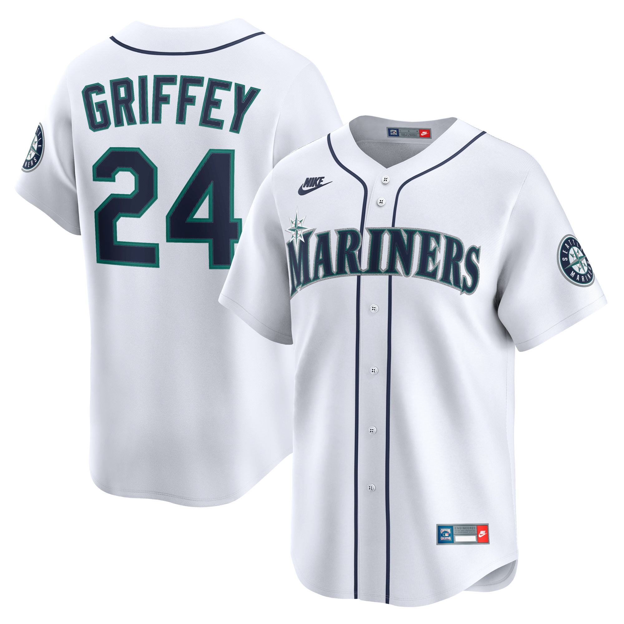 Men's Seattle Mariners Ken Griffey Jr. White Throwback Cooperstown Collection Limited Baseball Jersey 