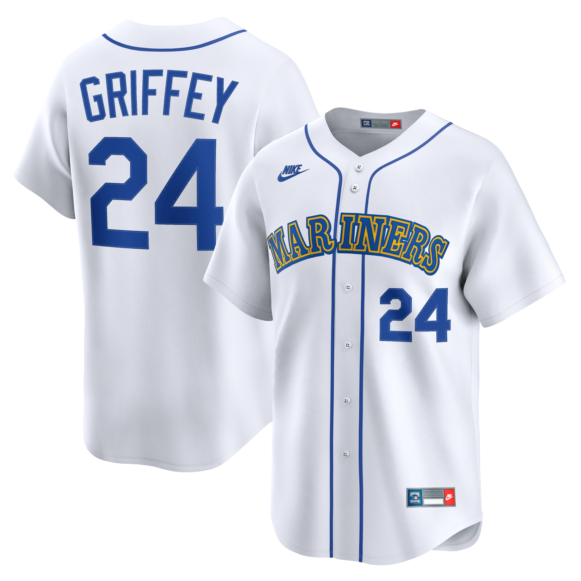 Men's Seattle Mariners Ken Griffey Jr. White Throwback Cooperstown Collection Limited Baseball Jersey 