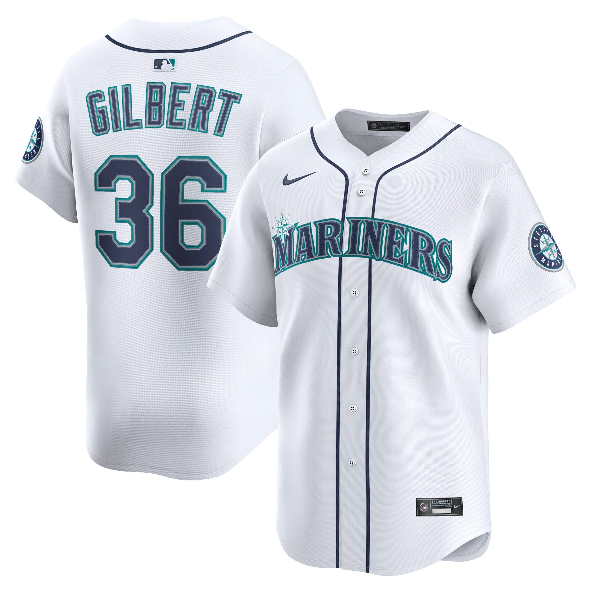 Men's Seattle Mariners Logan Gilbert White Alternate Limited Player Baseball Jersey 
