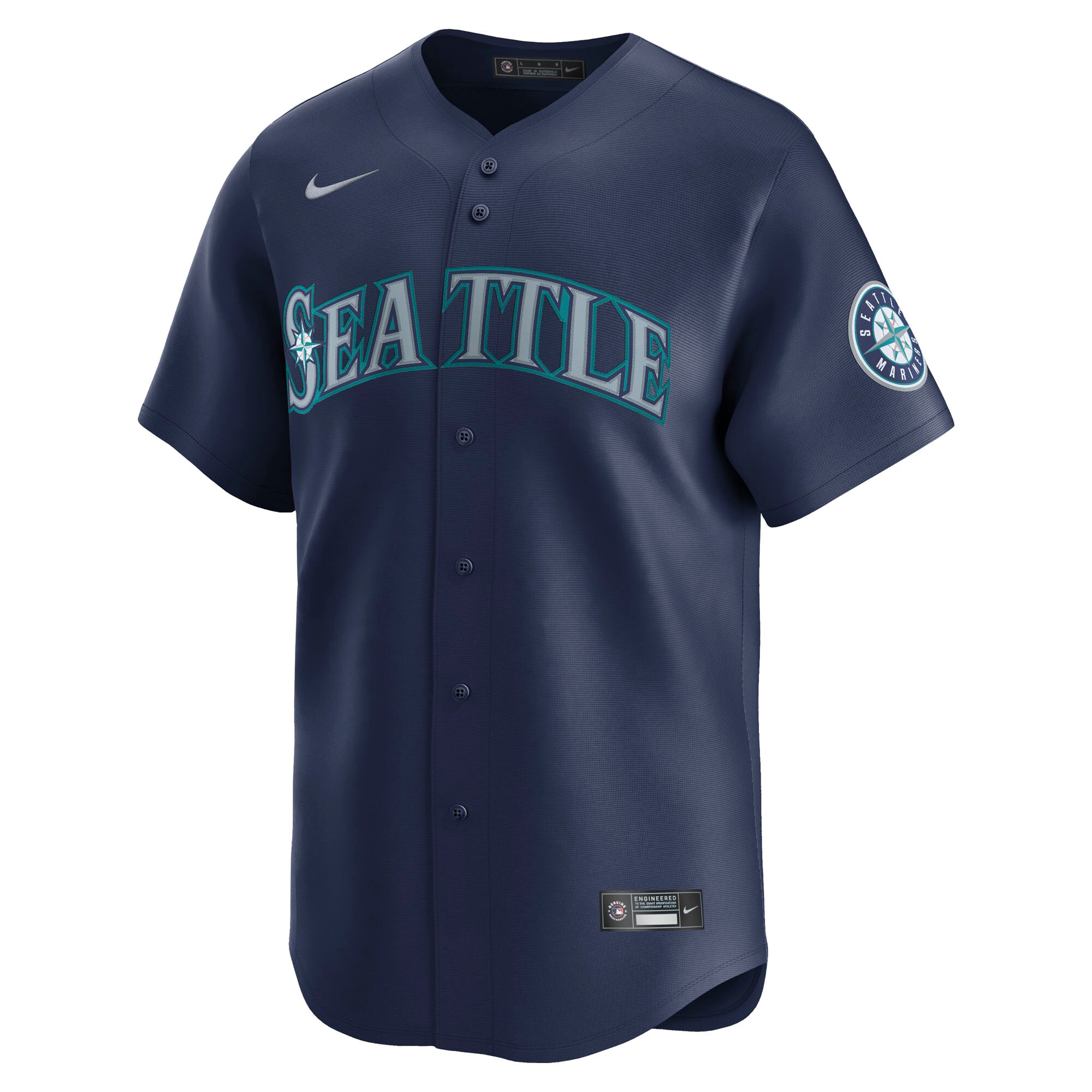 Alternative view of Men's Seattle Mariners Navy Road Limited Baseball Jersey 